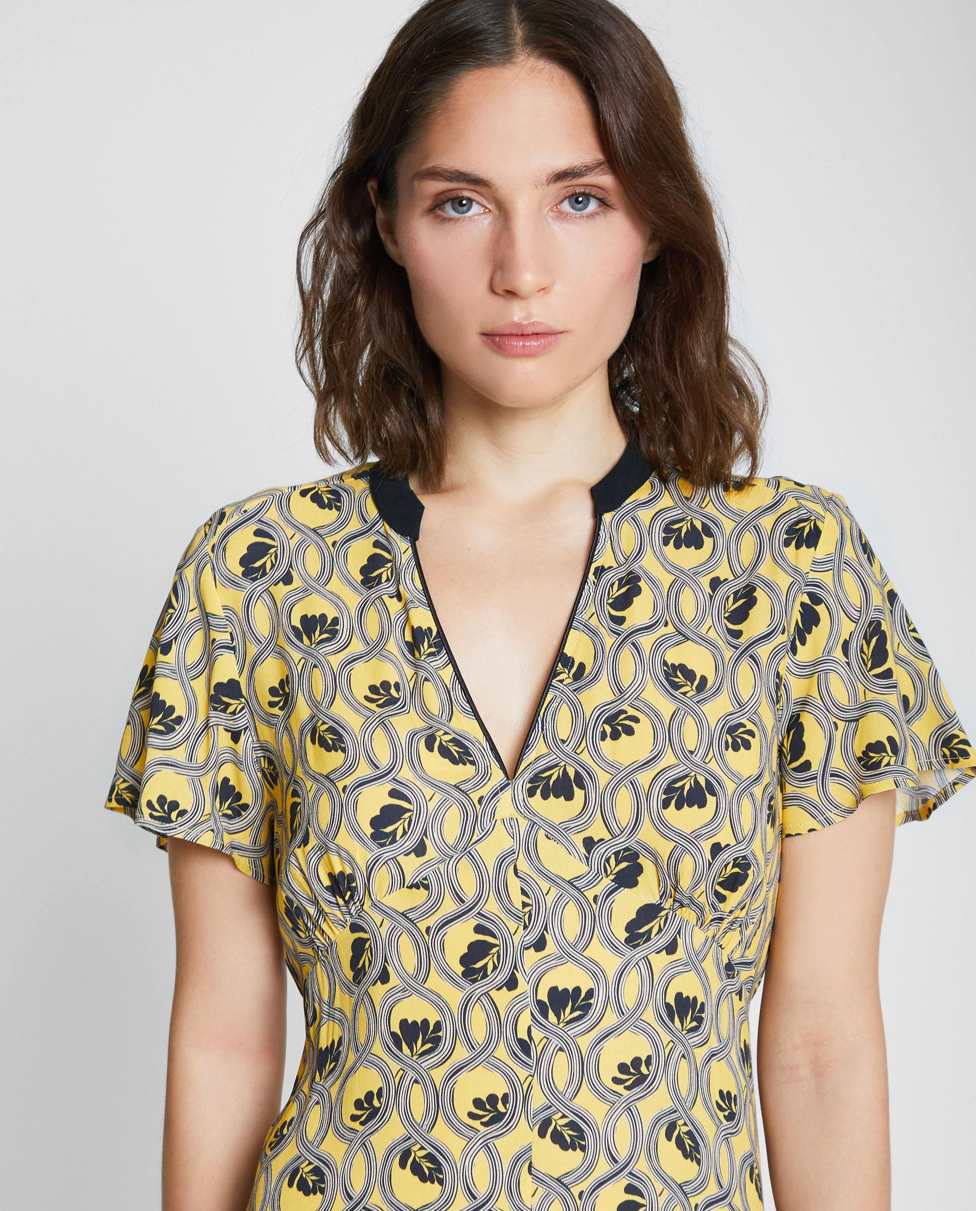 Vestido largo ajustado estampado - Trucco - Amarillo / Negro Amarillo / Negro-4