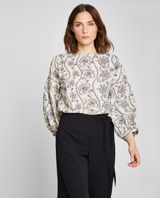 Imagen 0 de Blusa de mujer estampada de manga abombada