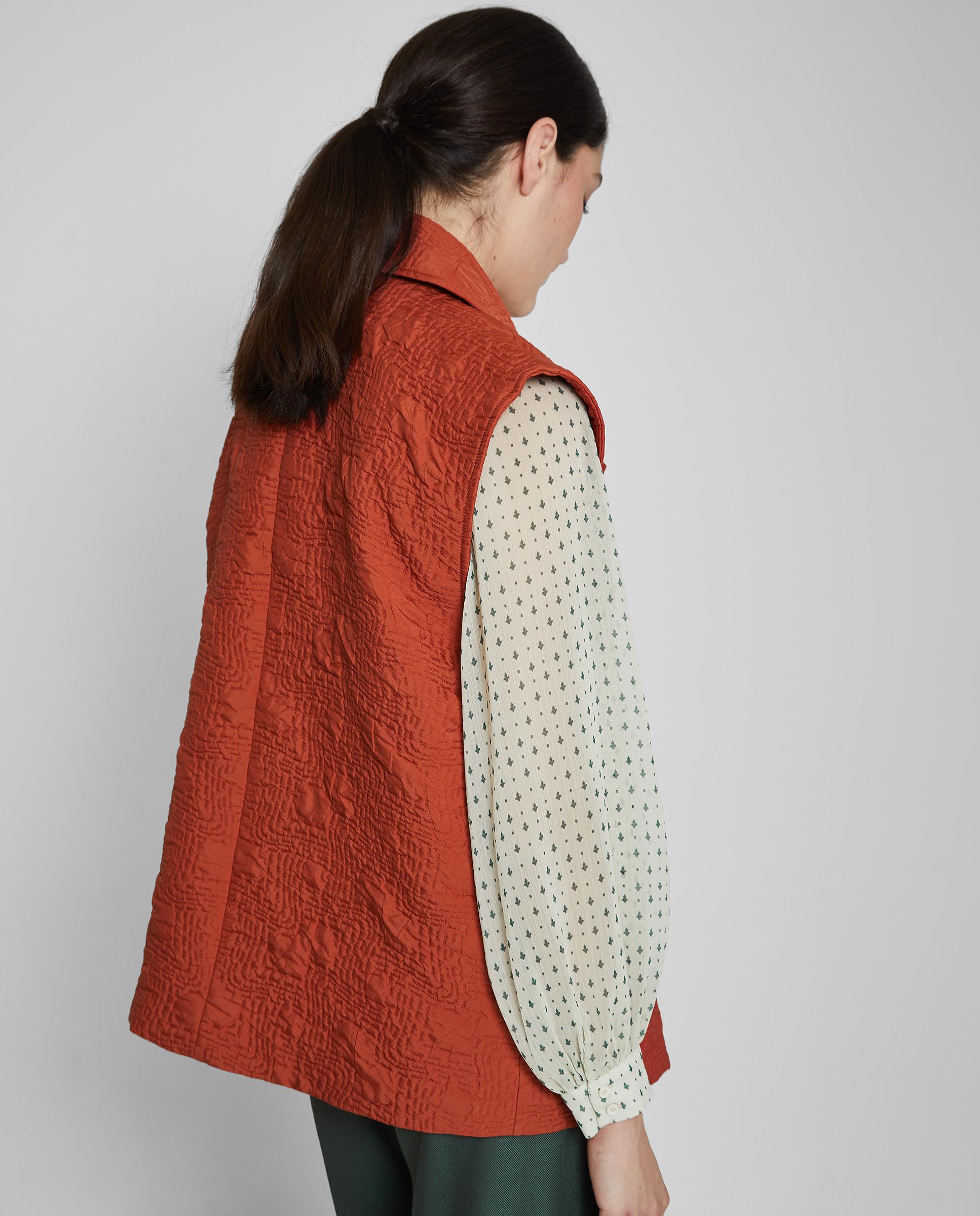Chaleco de vestir de mujer con cuello solapa sin bolsillos - Trucco - Naranja Naranja-2