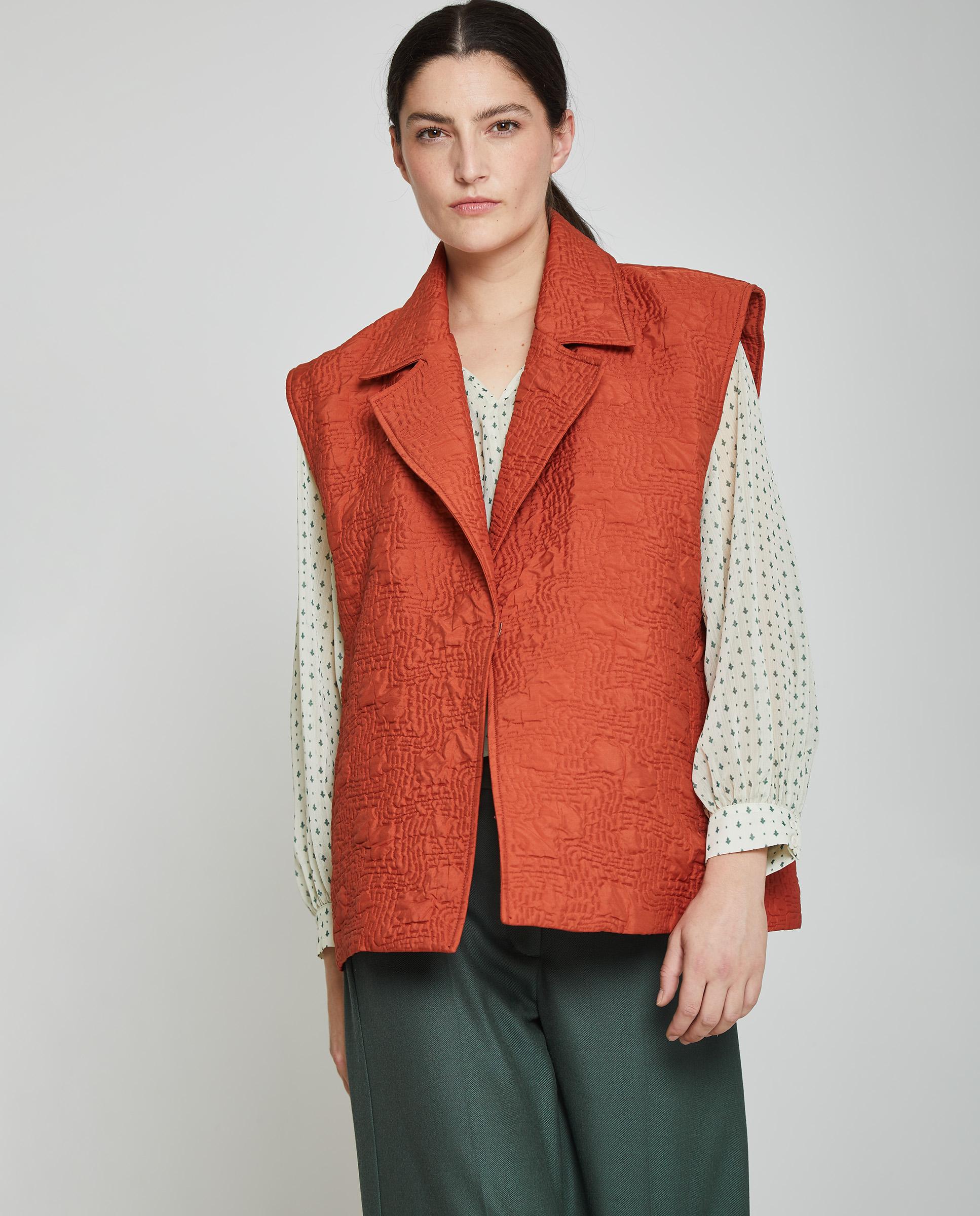 Chaleco de vestir de mujer con cuello solapa sin bolsillos - Trucco - Naranja Naranja-4