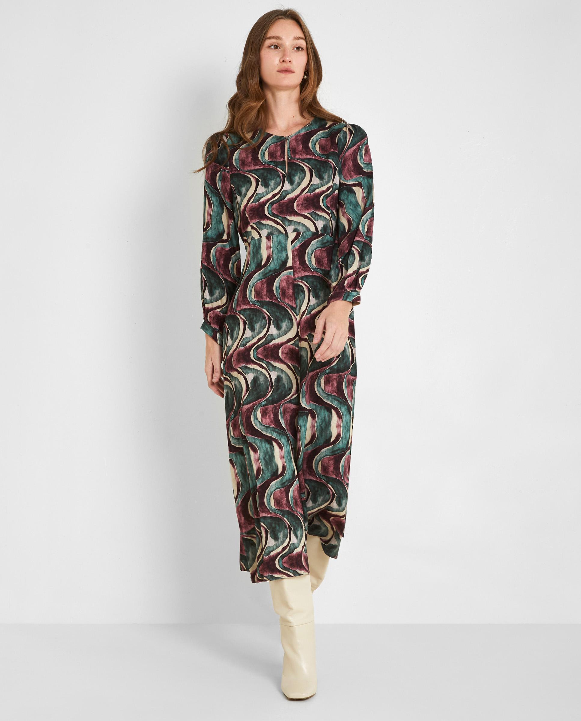 Imagen 1 de Vestido midi con estampado y manga francesa - Trucco - Negro Negro