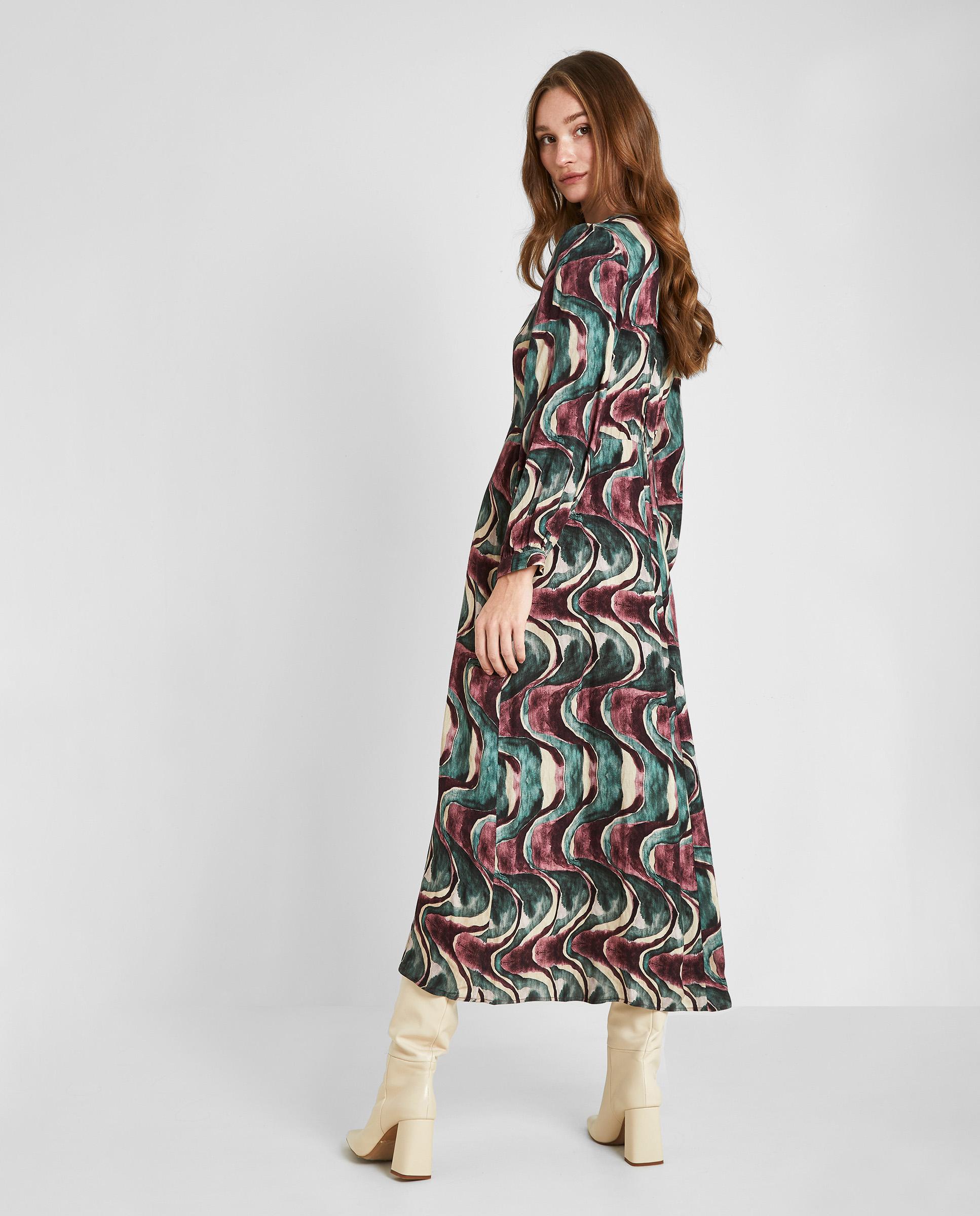 Imagen 2 de Vestido midi con estampado y manga francesa - Trucco - Negro Negro