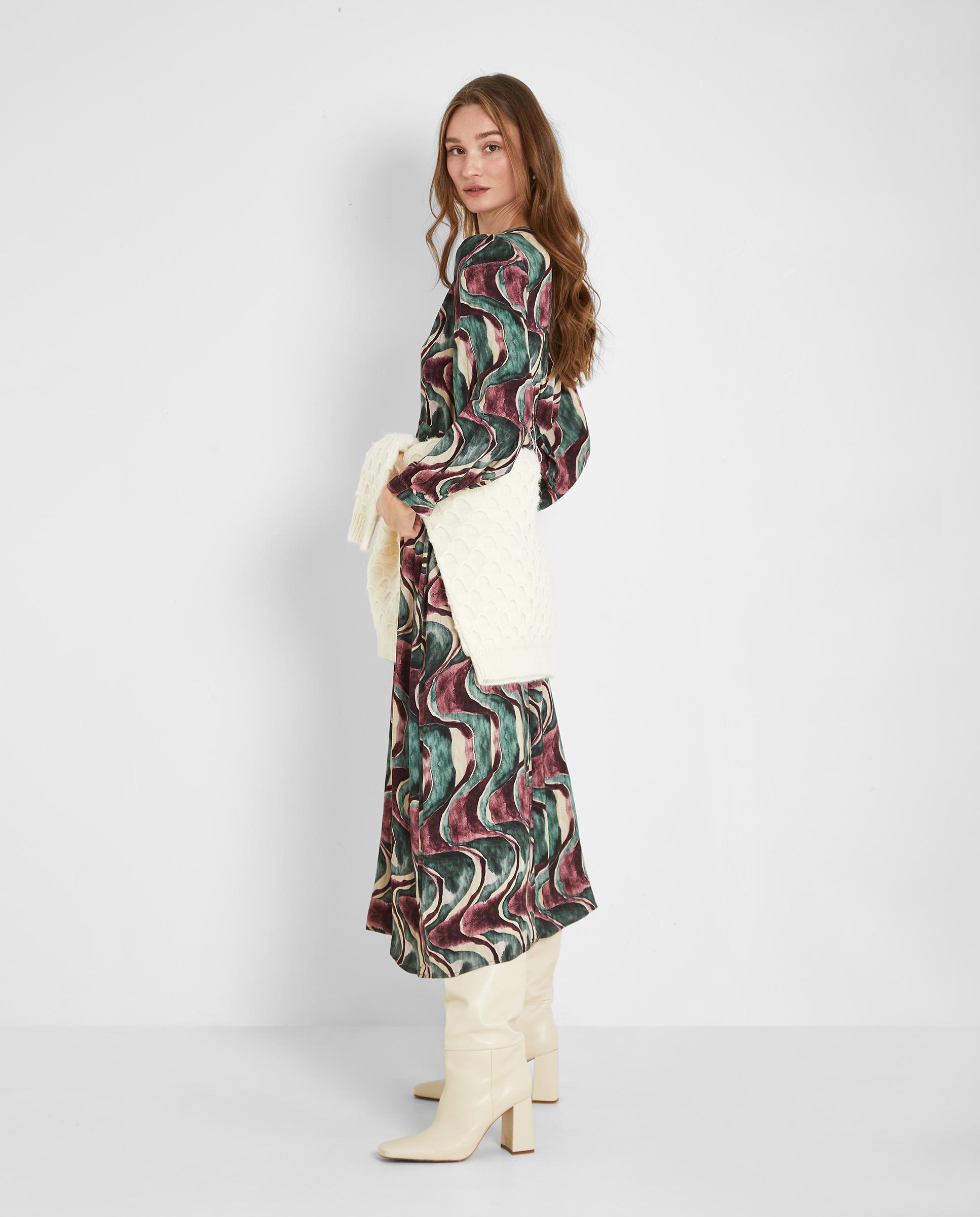 Imagen 5 de Vestido midi con estampado y manga francesa - Trucco - Negro Negro