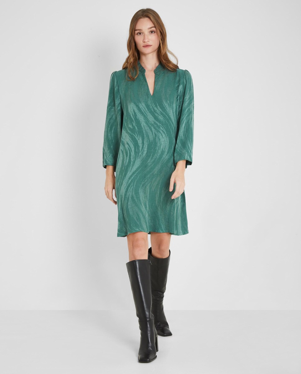 Vestido Corto Trucco Vestido Verde Vestido Corto Cuello Mao