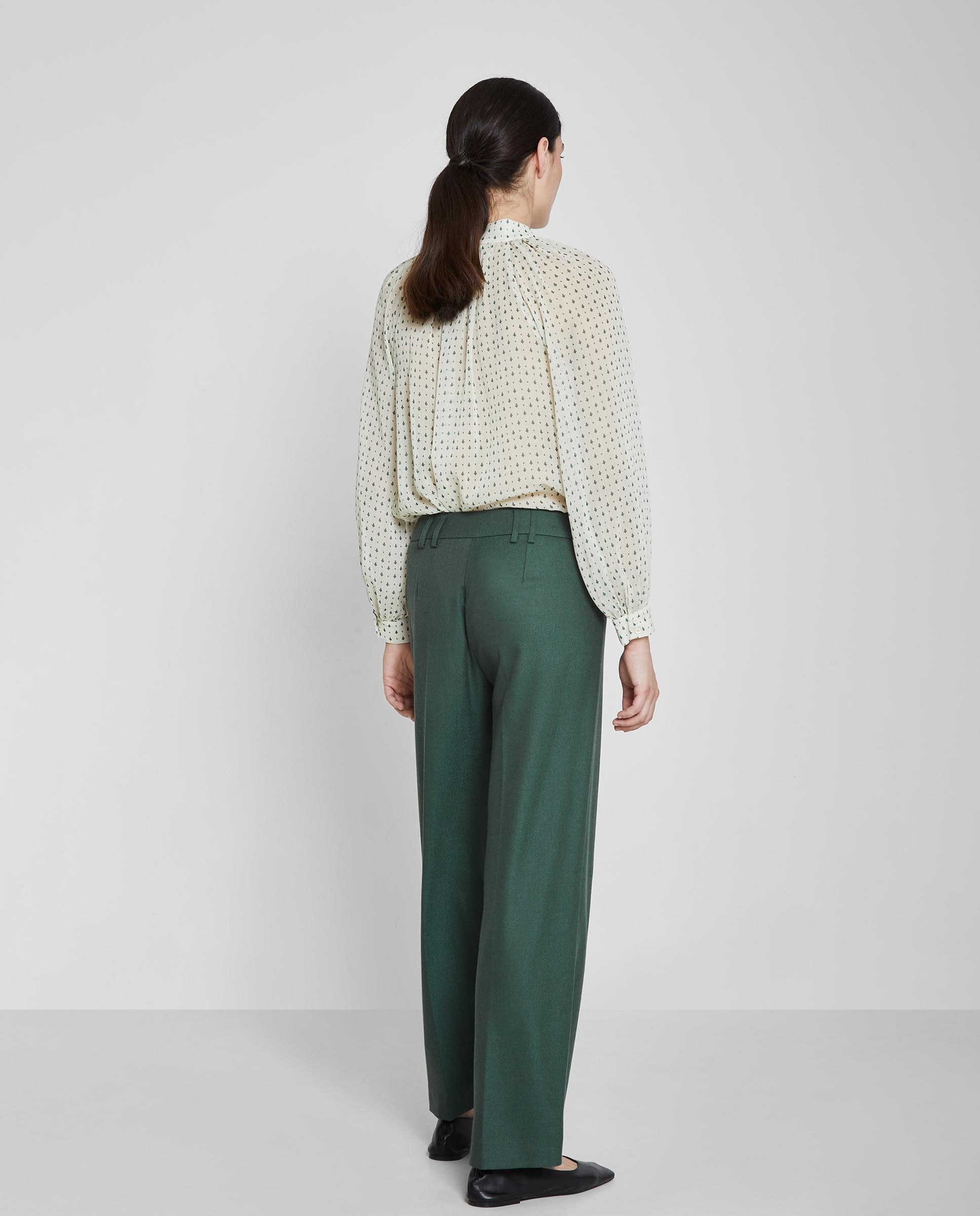 Pantalones anchos de mujer con pinzas - Trucco - Verde oscuro Verde oscuro-2
