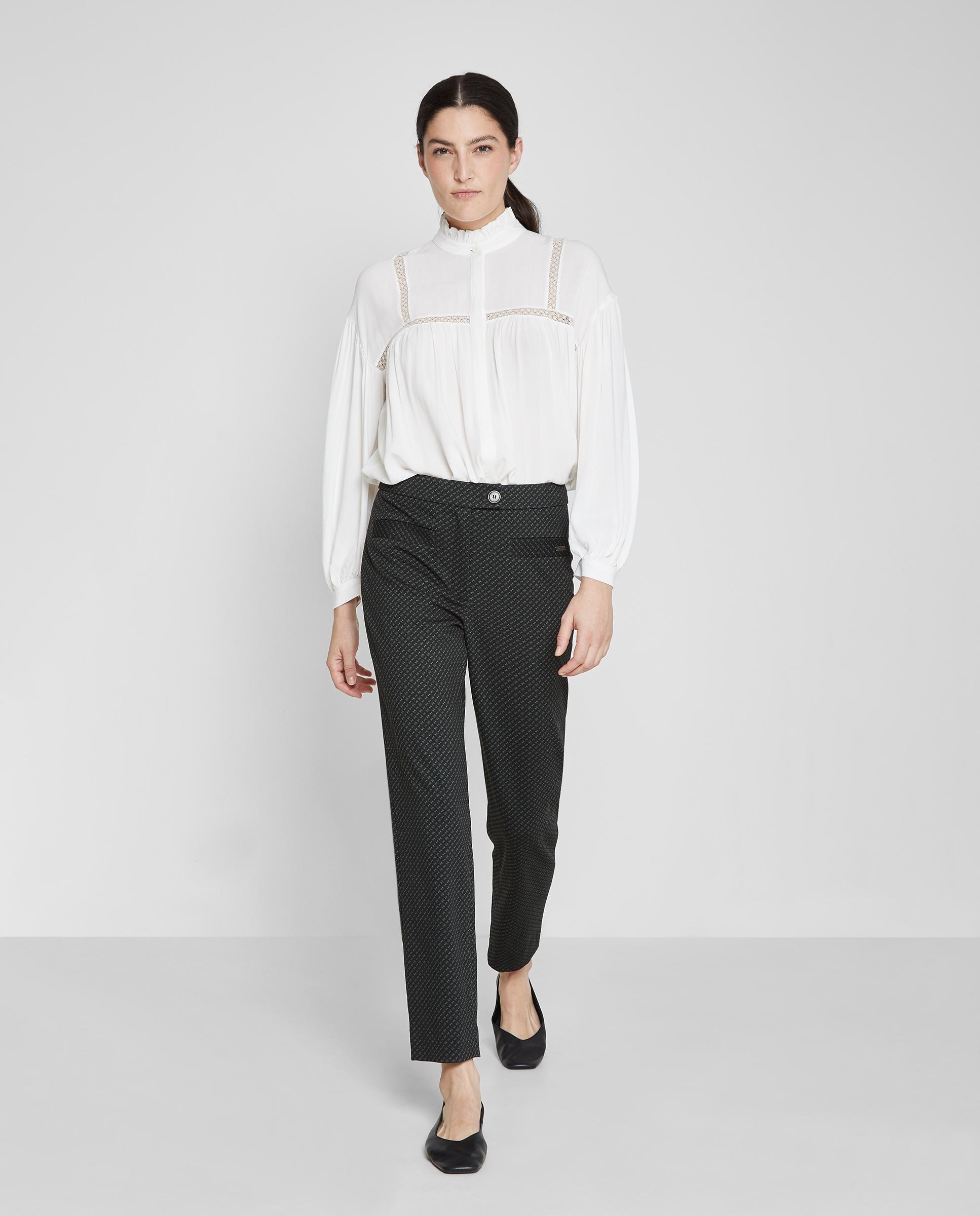 Pantalones rectos de mujer estampados con bolsillos - Trucco - Negro Negro-1