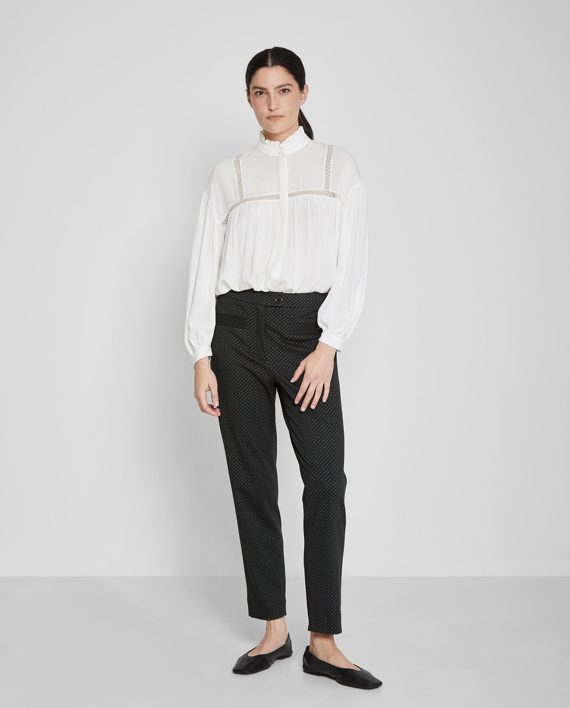 Pantalones rectos de mujer estampados con bolsillos - Trucco - Negro Negro-3