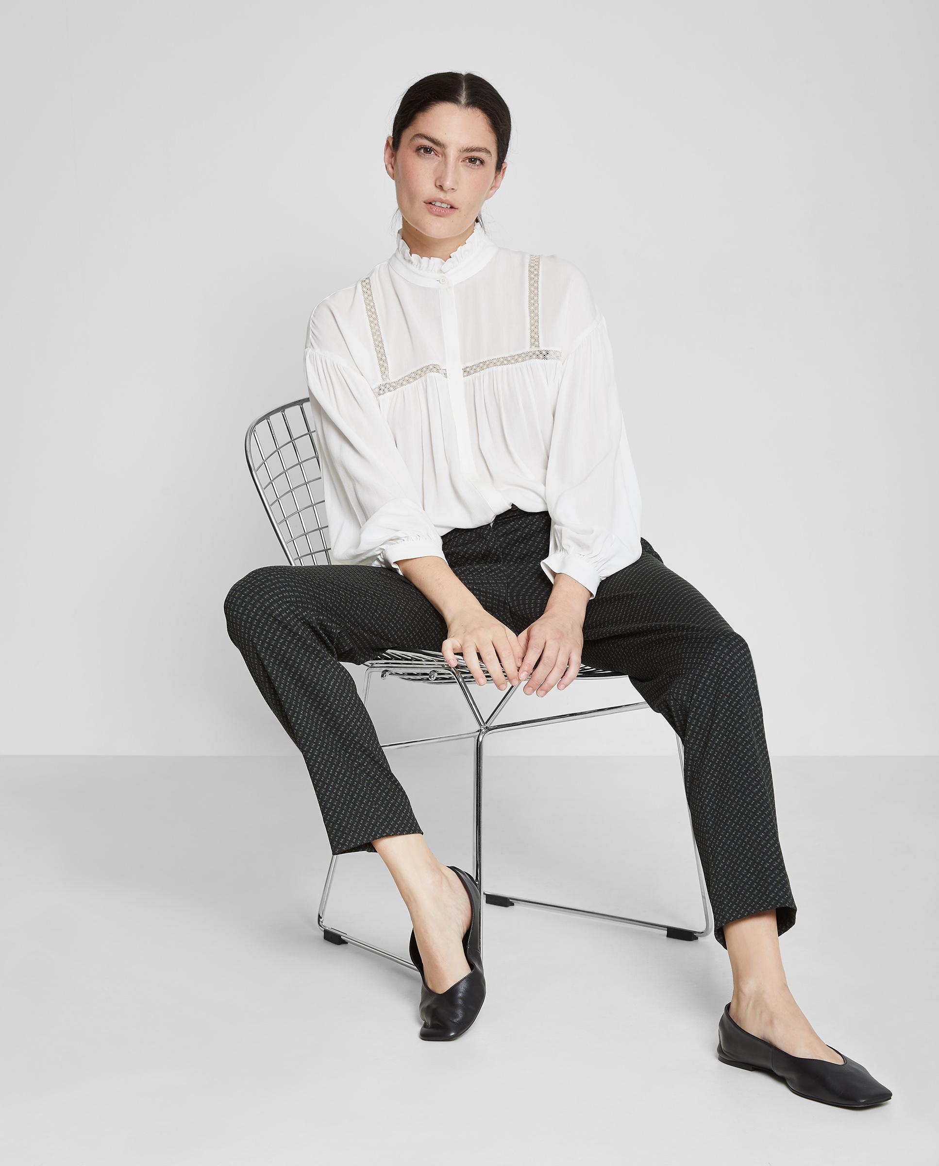 Pantalones rectos de mujer estampados con bolsillos - Trucco - Negro Negro-5