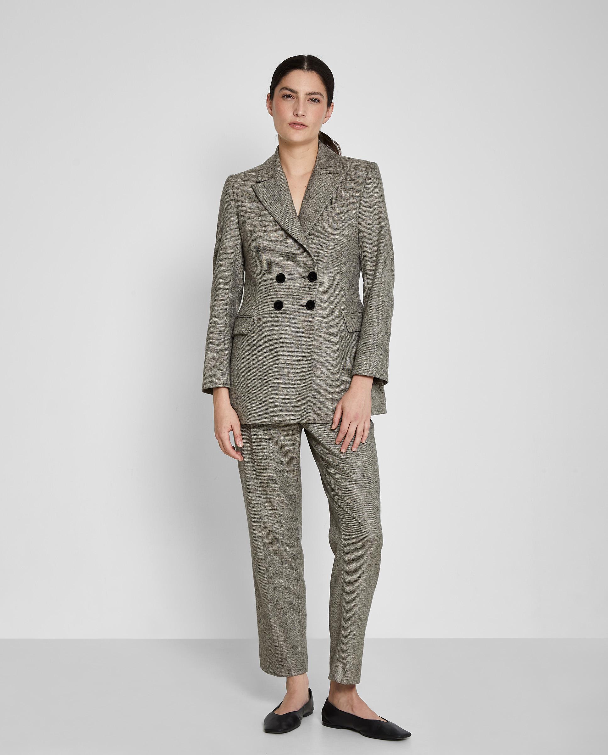 Blazer de mujer entallada en la cintura con cuello solapa - Trucco - Gris Gris-3