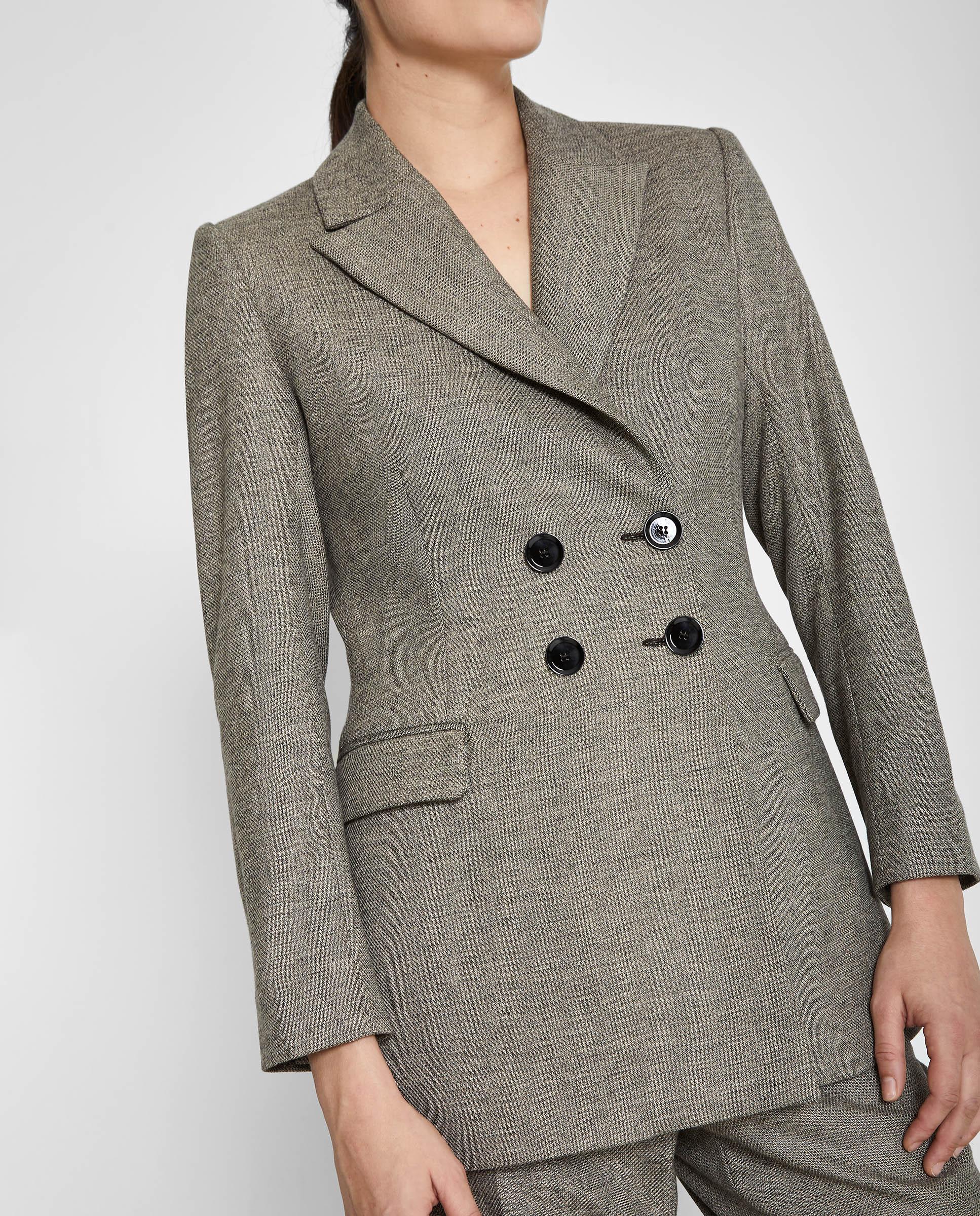 Blazer de mujer entallada en la cintura con cuello solapa - Trucco - Gris Gris-5
