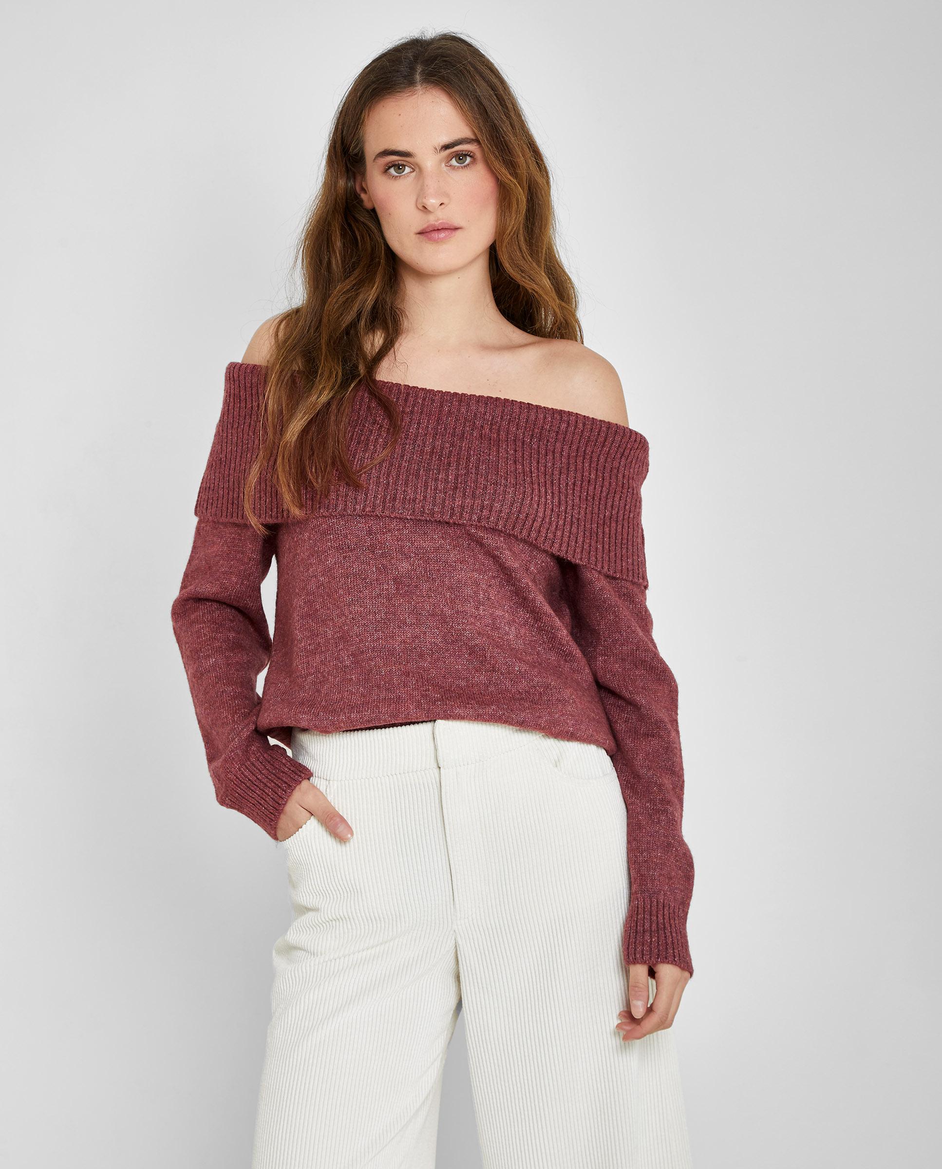 Trucco - Jersey de mujer de punto con hombros al descubierto.
