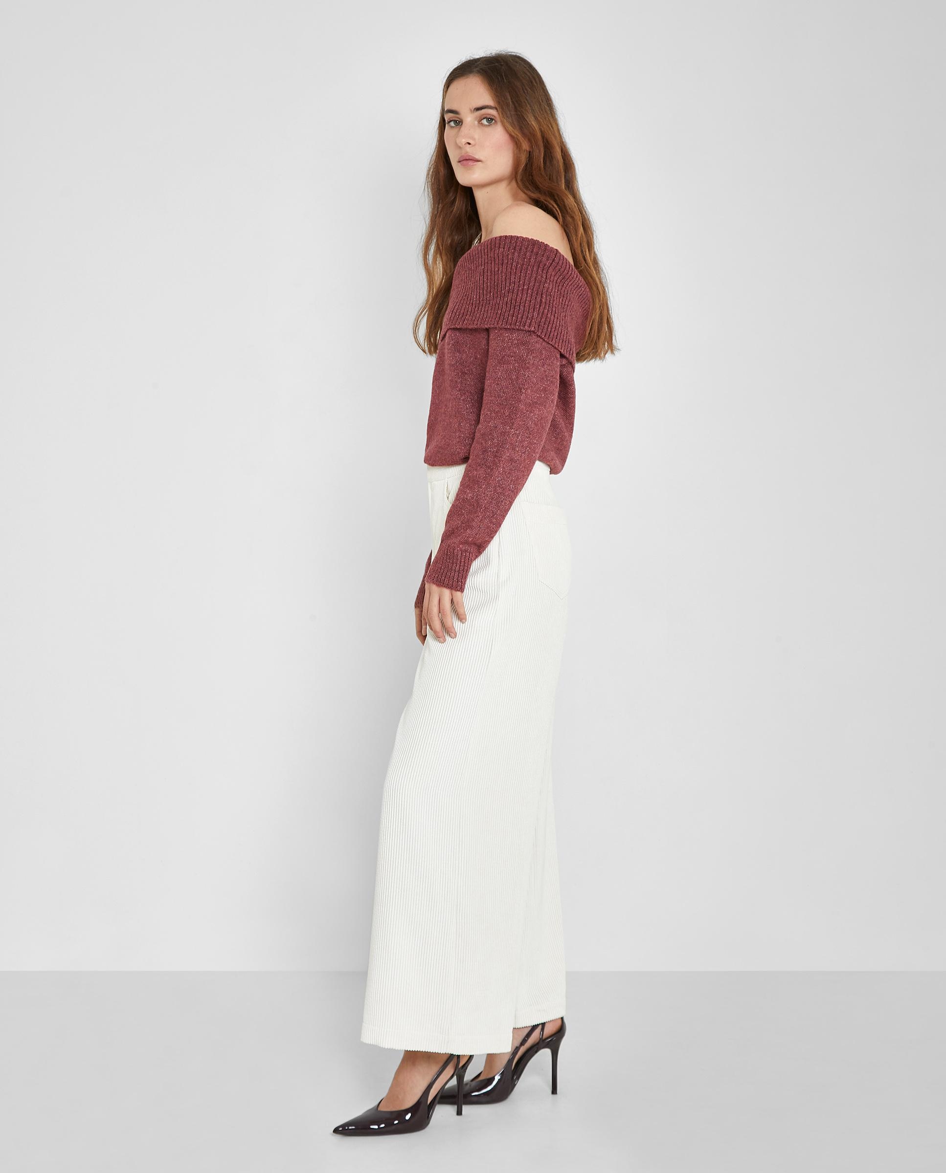 Jersey de mujer de punto con hombros al descubierto - Trucco - Burdeos Burdeos-4