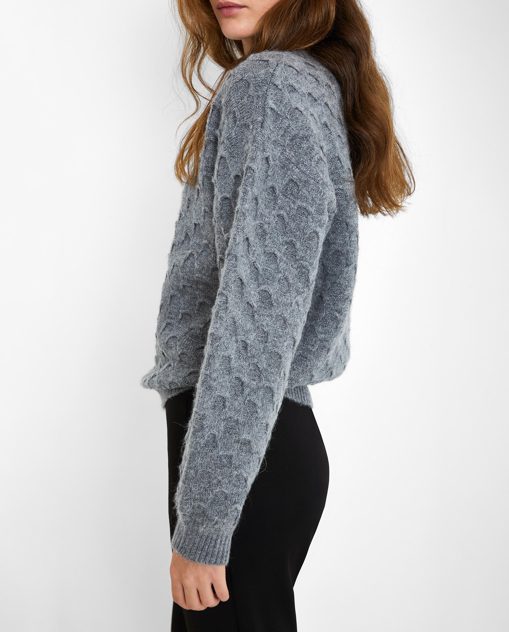 Jersey de mujer jacquard cuello perkins - Trucco - Gris Gris-4