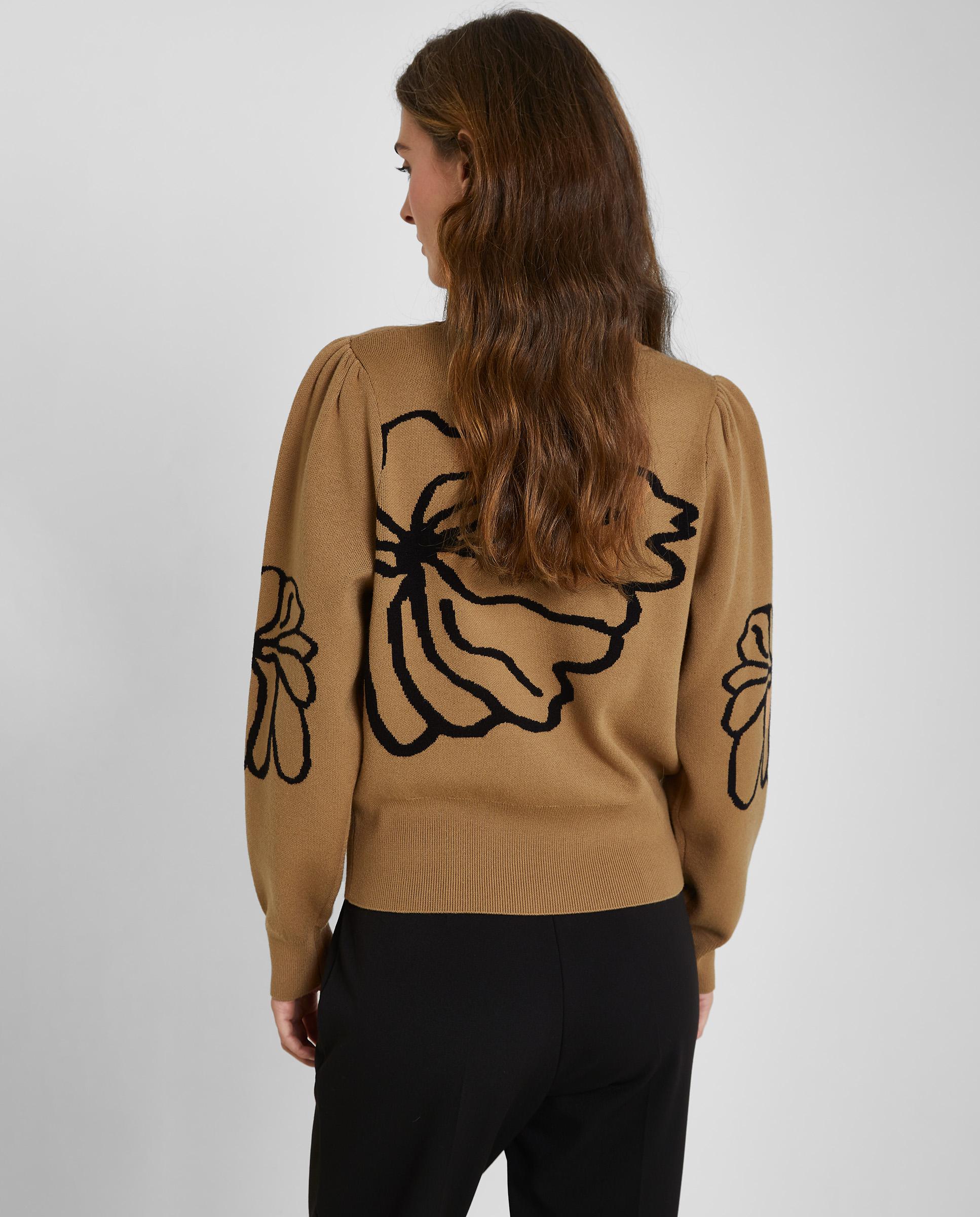 Jersey de mujer con cuello perkins y fruncido en los hombros - Trucco - Marrón Marrón-2