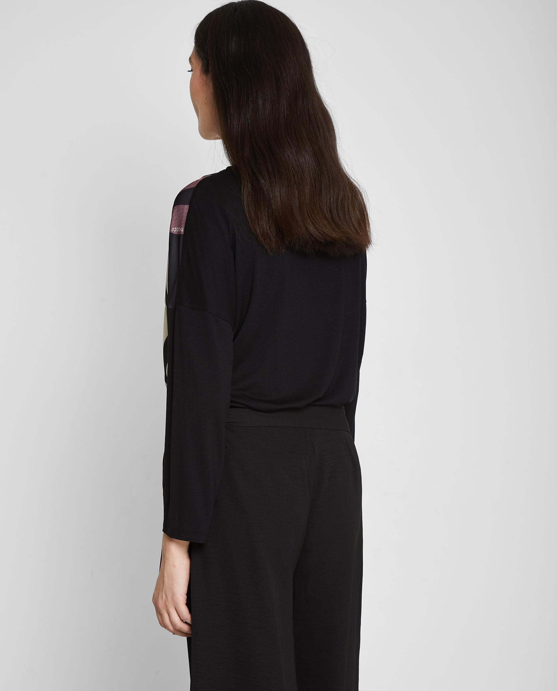 Camiseta de mujer con estampado y cuello redondo - Trucco - Negro Negro-2