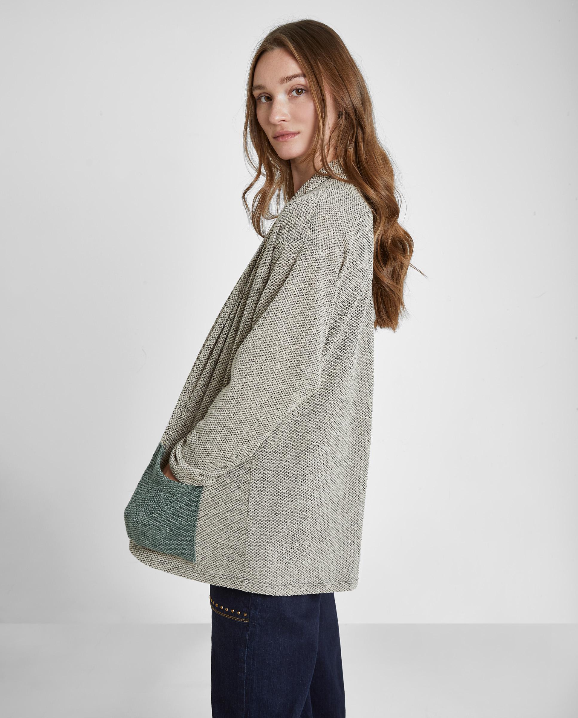 Cárdigan de mujer de corte midi con bolsillos - Trucco - Gris / Verde Gris / Verde-2