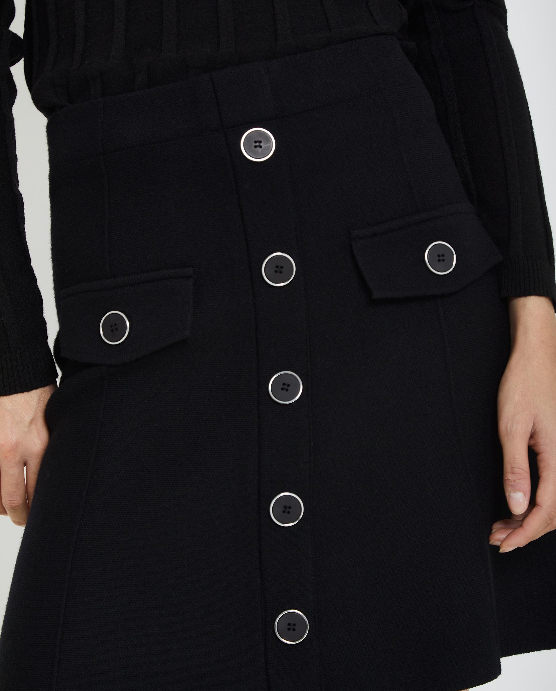 Falda de mujer de tiro alto con botones - Trucco - Negro Negro-4