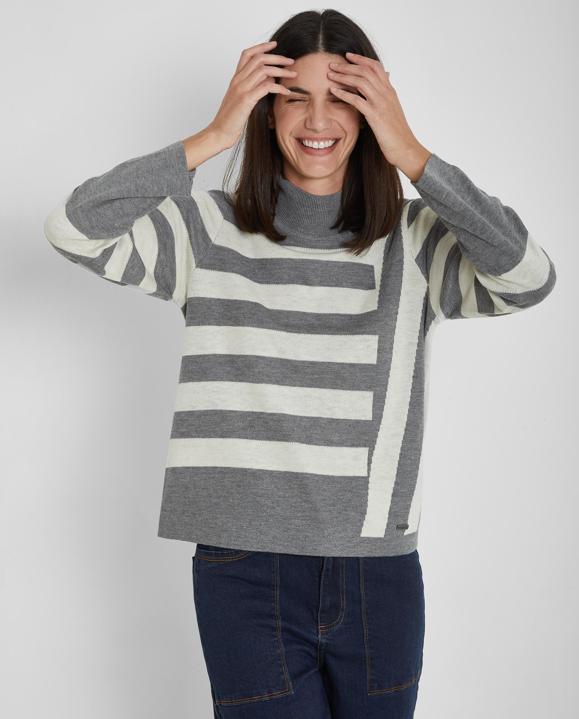 Jersey de mujer fluido con cuello perkins - Trucco - Gris Gris-5