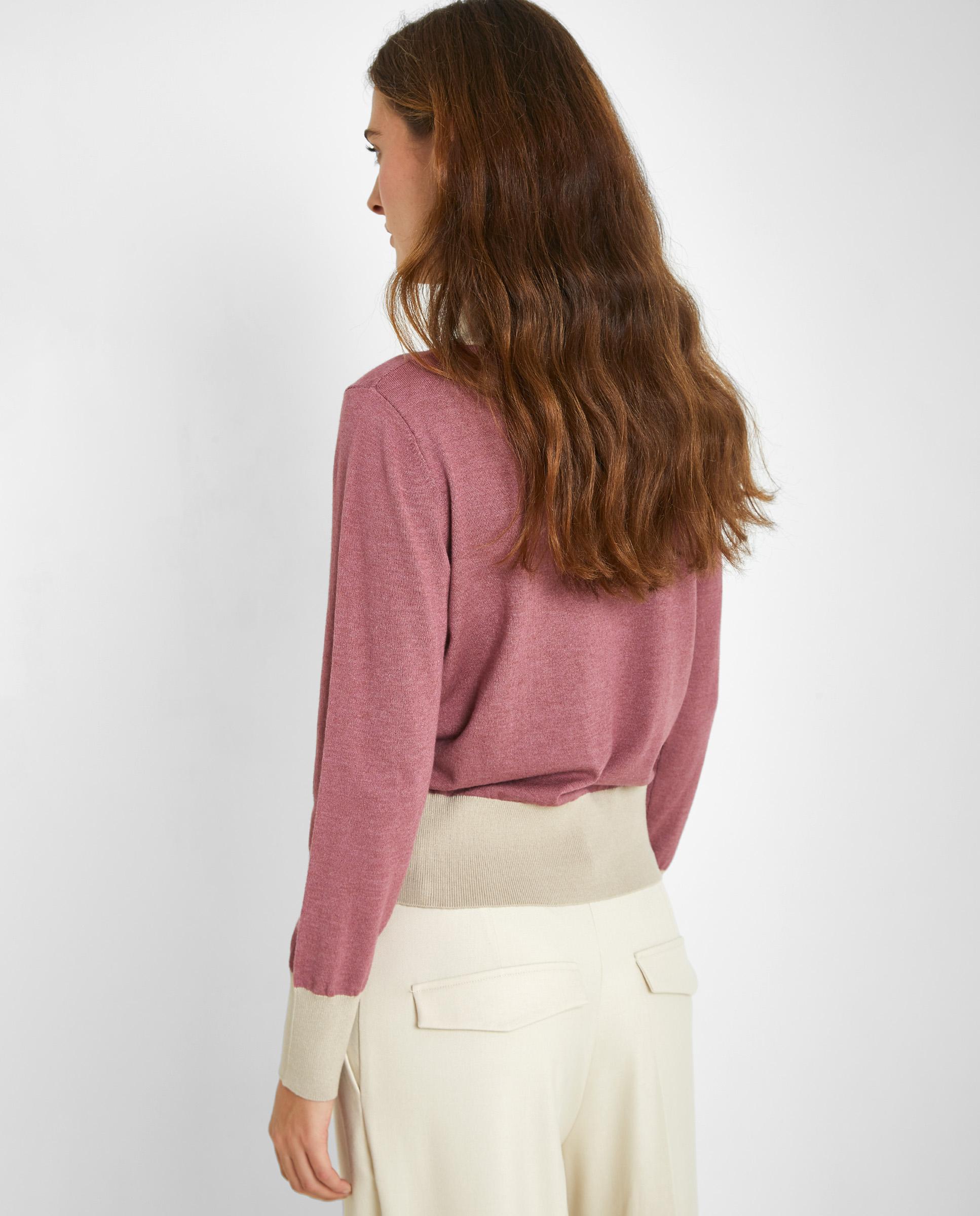 Jersey de mujer bicolor con cuello perkins - Trucco - Blanco / Burdeos Blanco / Burdeos-2