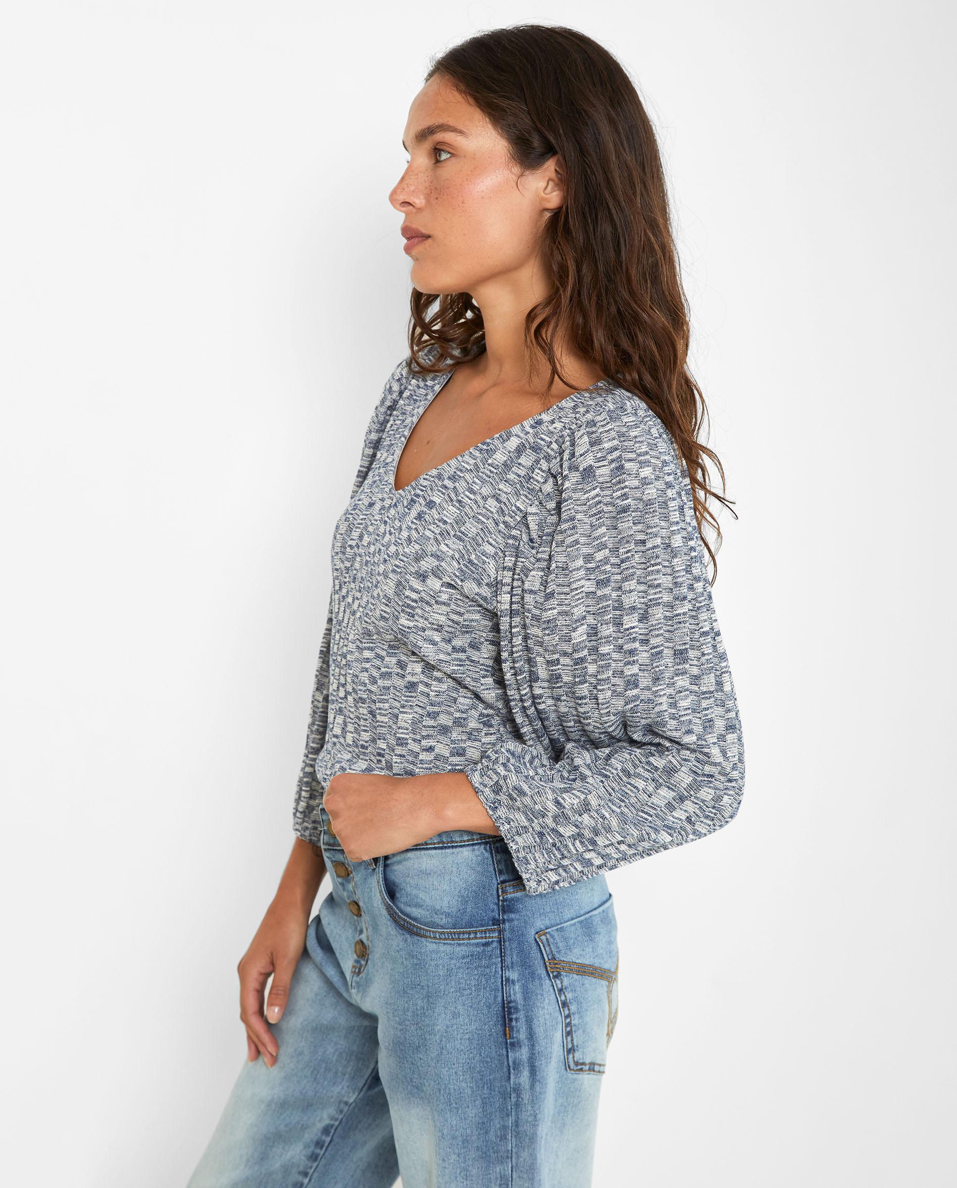 Camiseta de mujer de punto canalé y manga abombada - Trucco - Gris Gris-4