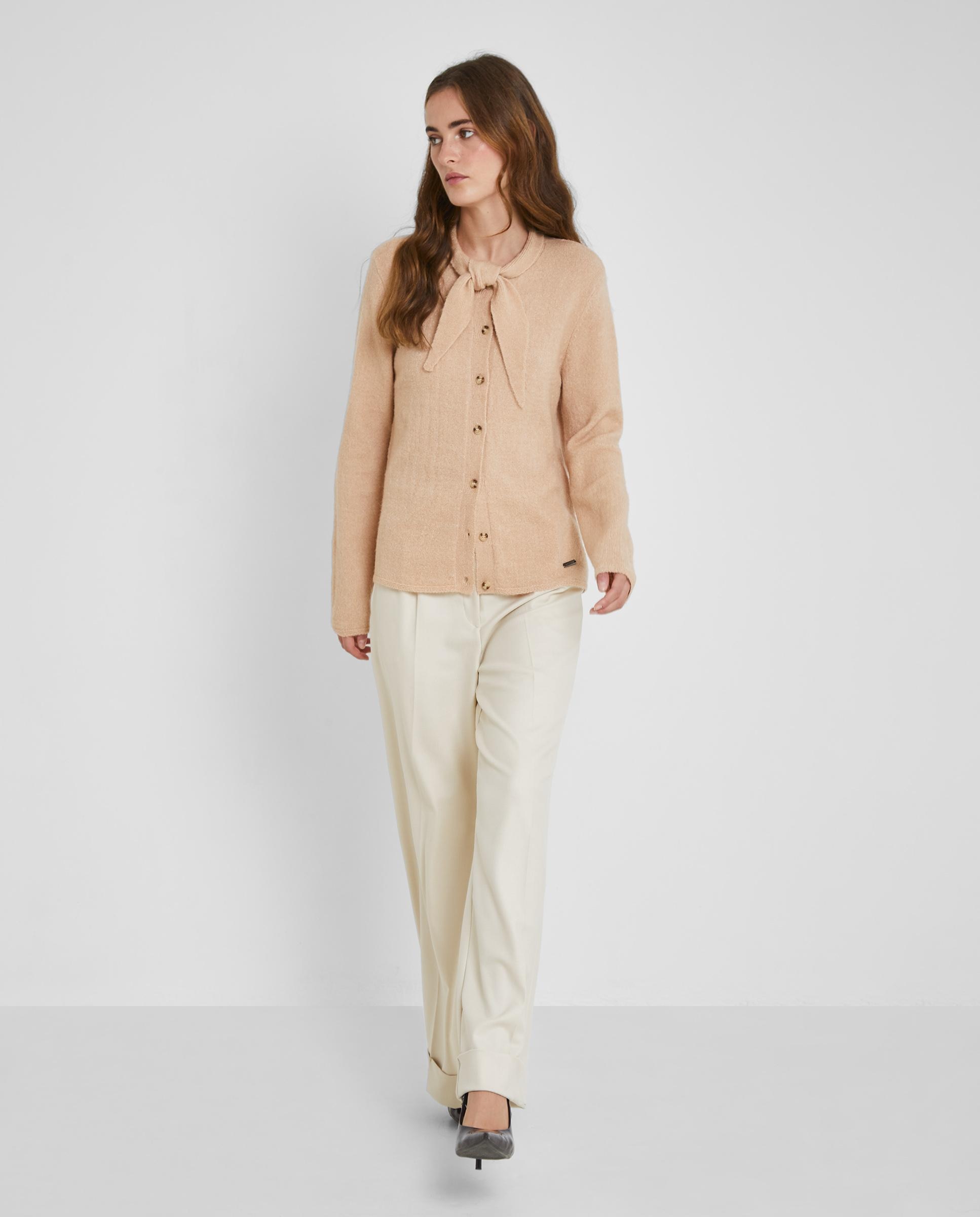 Cárdigan de mujer con lazo en el cuello - Trucco - Beige Beige-4