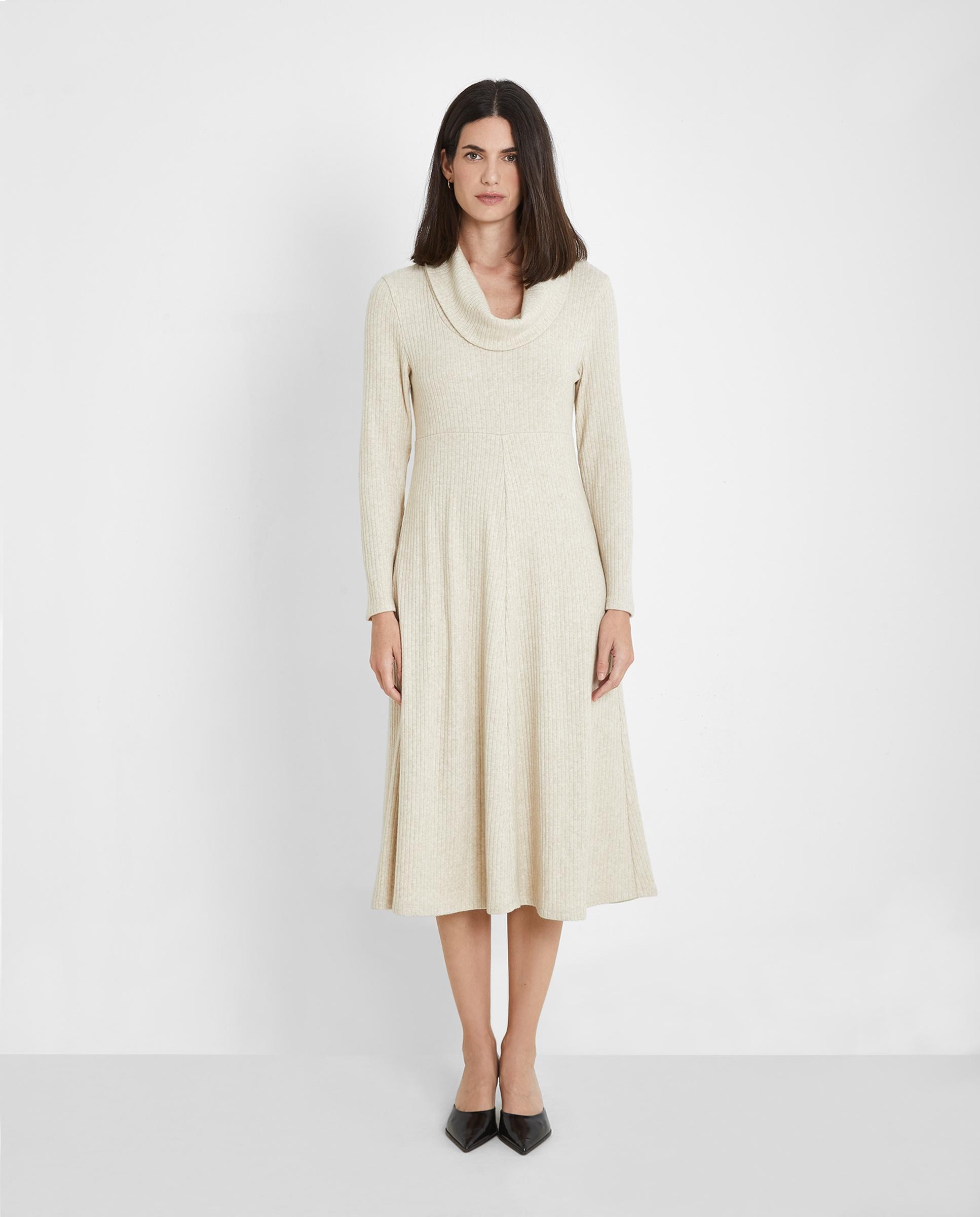 Vestido de manga larga de punto canalé - Trucco - Beige Beige-1