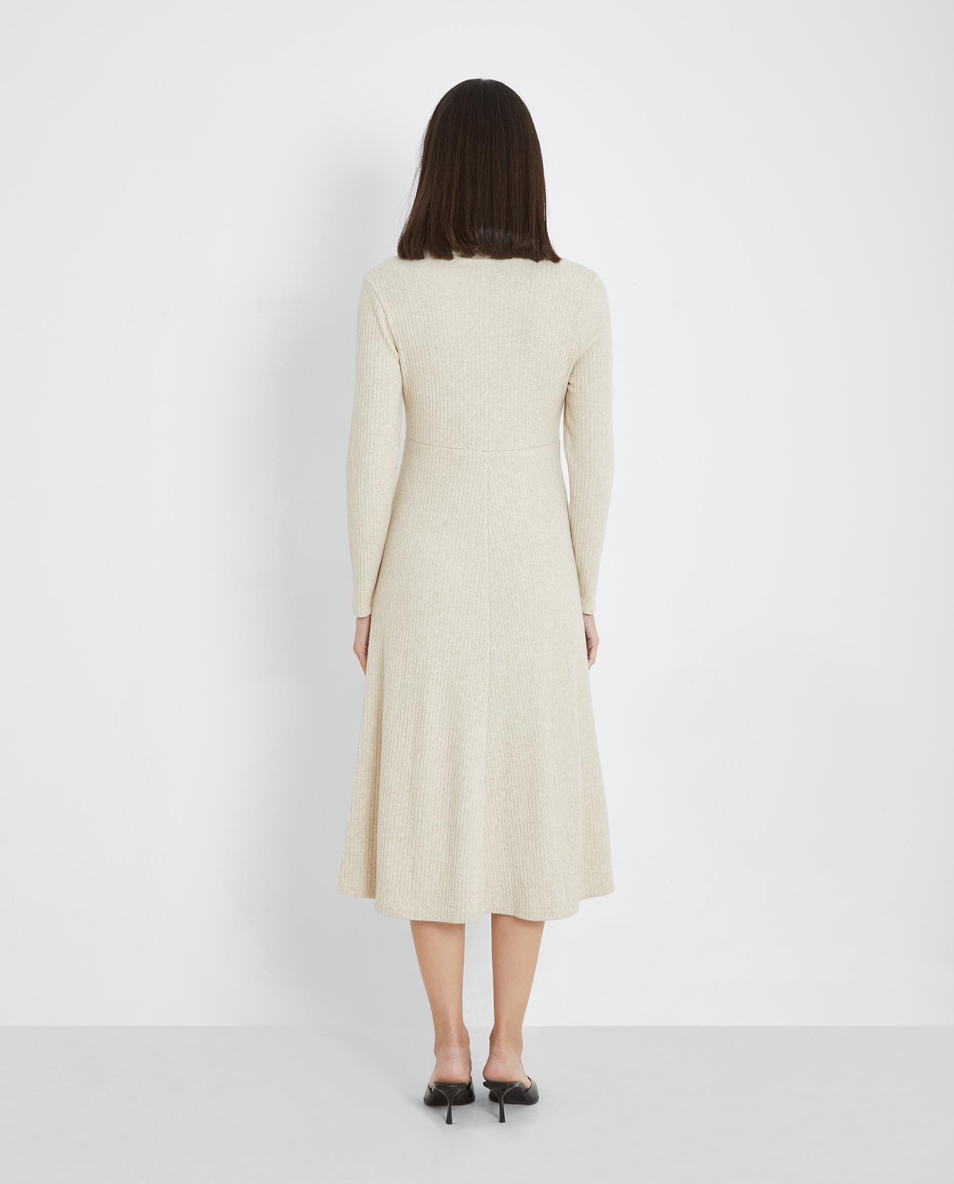Vestido de manga larga de punto canalé - Trucco - Beige Beige-2