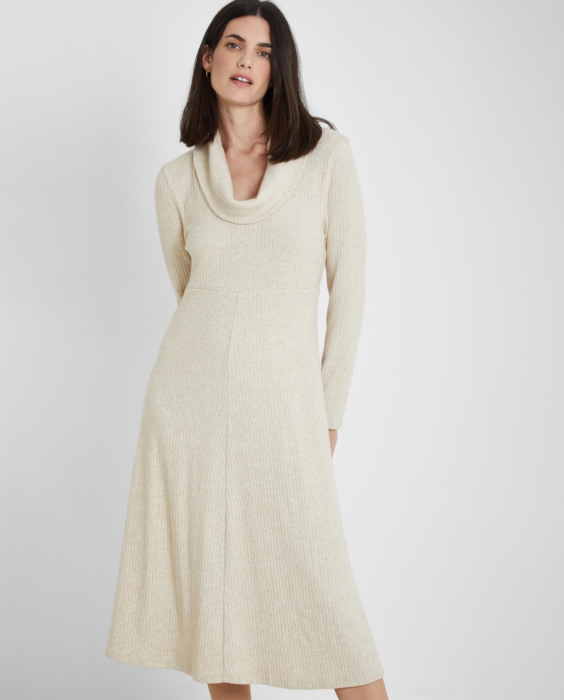 Vestido de manga larga de punto canalé - Trucco - Beige Beige-3