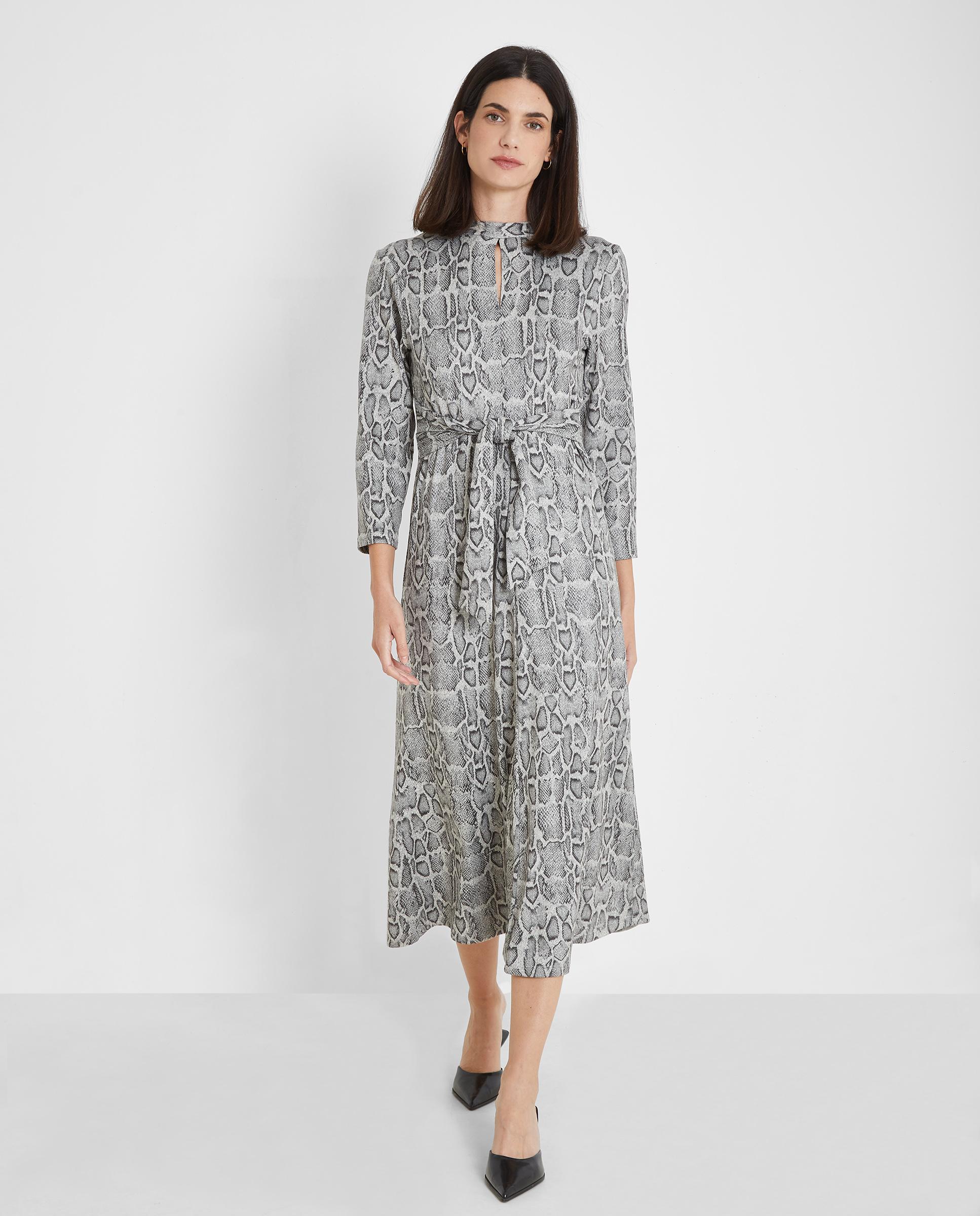 Vestido midi con lazada a la cintura - Trucco - Gris Gris-4