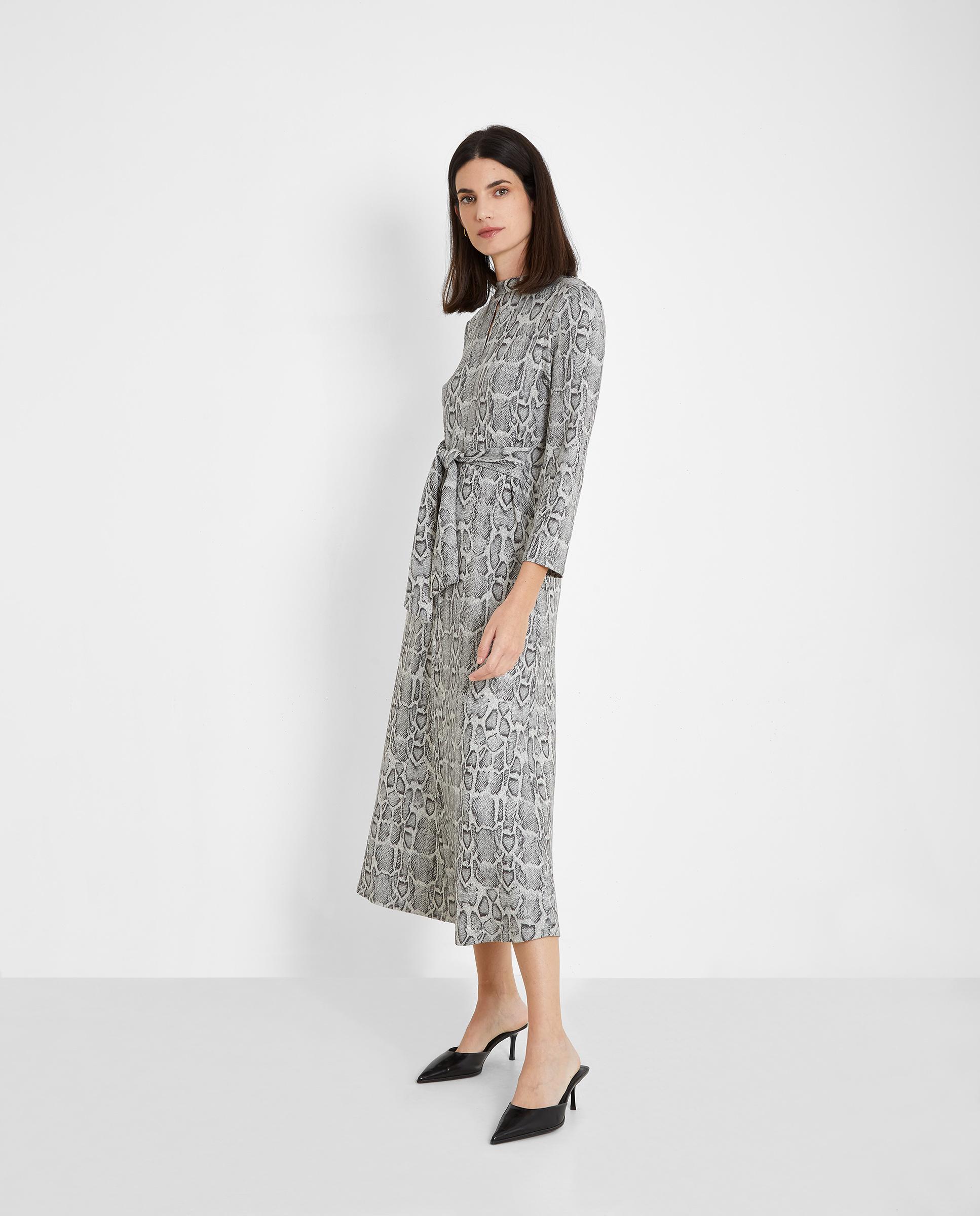 Vestido midi con lazada a la cintura - Trucco - Gris Gris-5