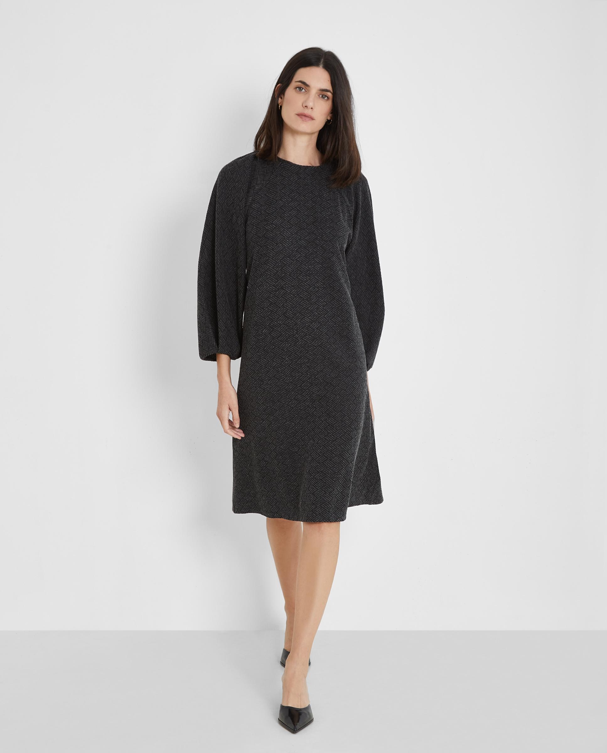 Vestido de manga abombada y cuelo redondo - Trucco - Negro Negro-3
