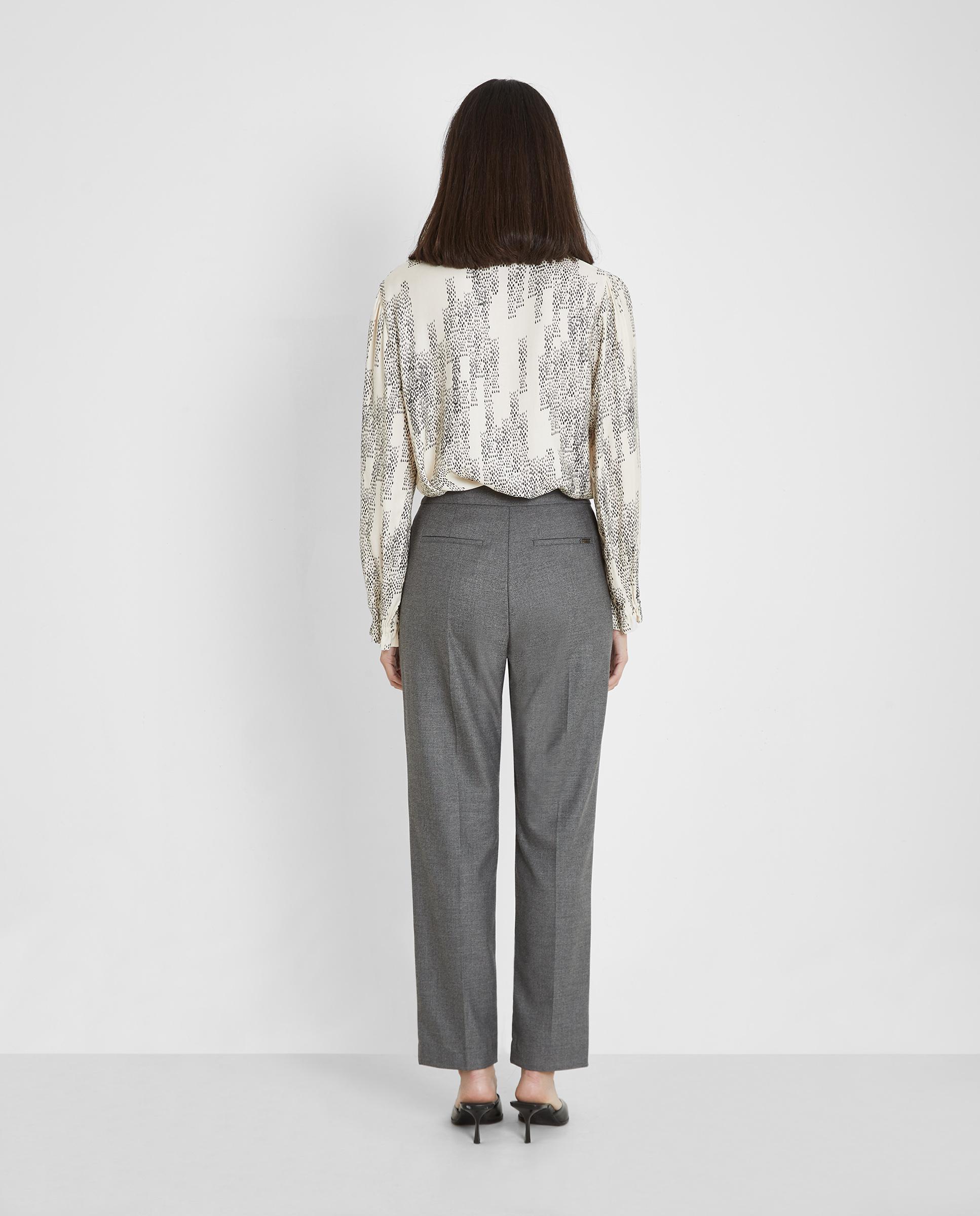 Pantalón de vestir de mujer de corte recto y bolsillos laterales - Trucco - Gris Gris-2
