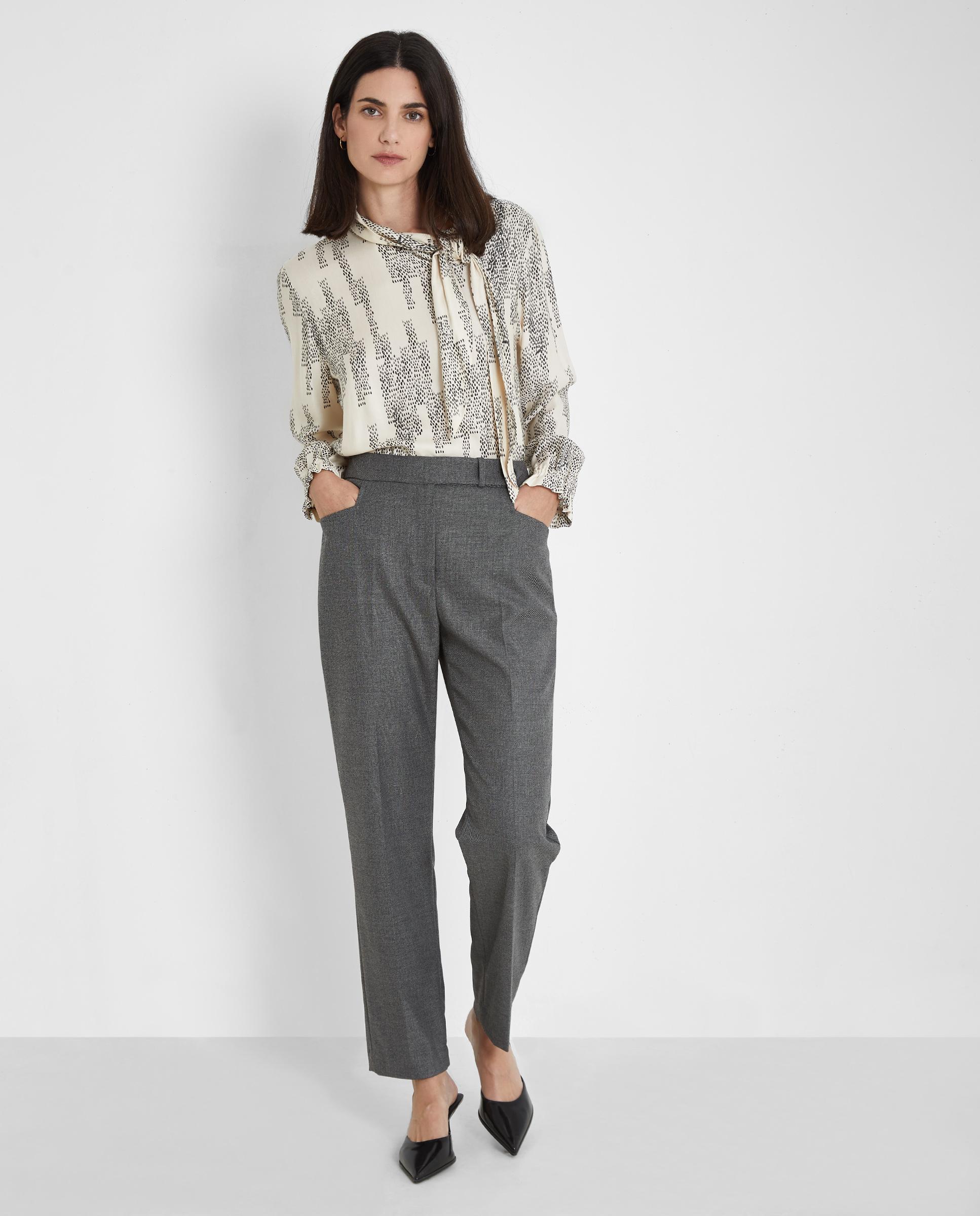 Pantalón de vestir de mujer de corte recto y bolsillos laterales - Trucco - Gris Gris-3