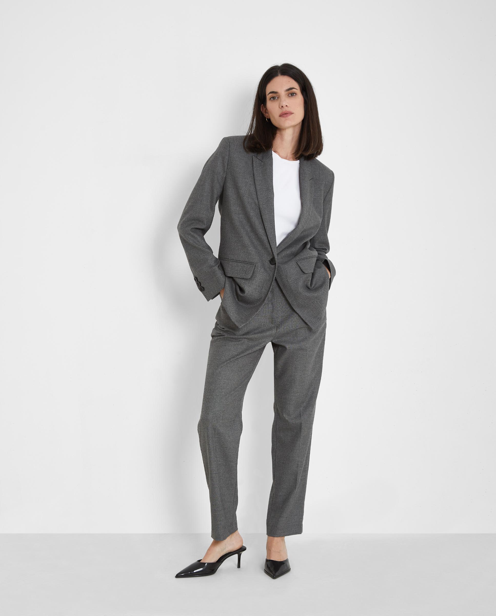 Pantalón de vestir de mujer de corte recto y bolsillos laterales - Trucco - Gris Gris-6