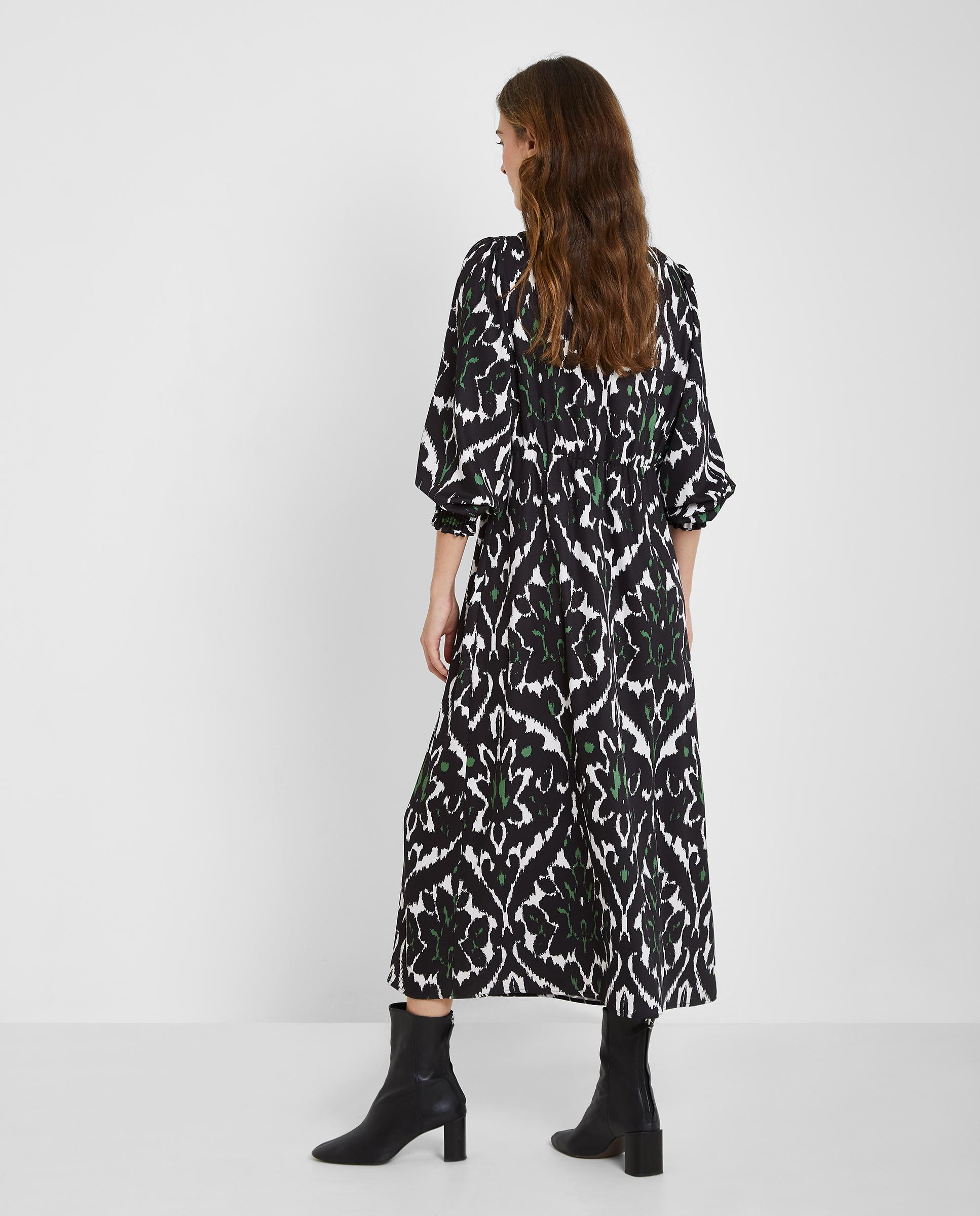 Vestido largo con estampado y mangas abullonadas - Trucco - Negro / Blanco Negro / Blanco-2