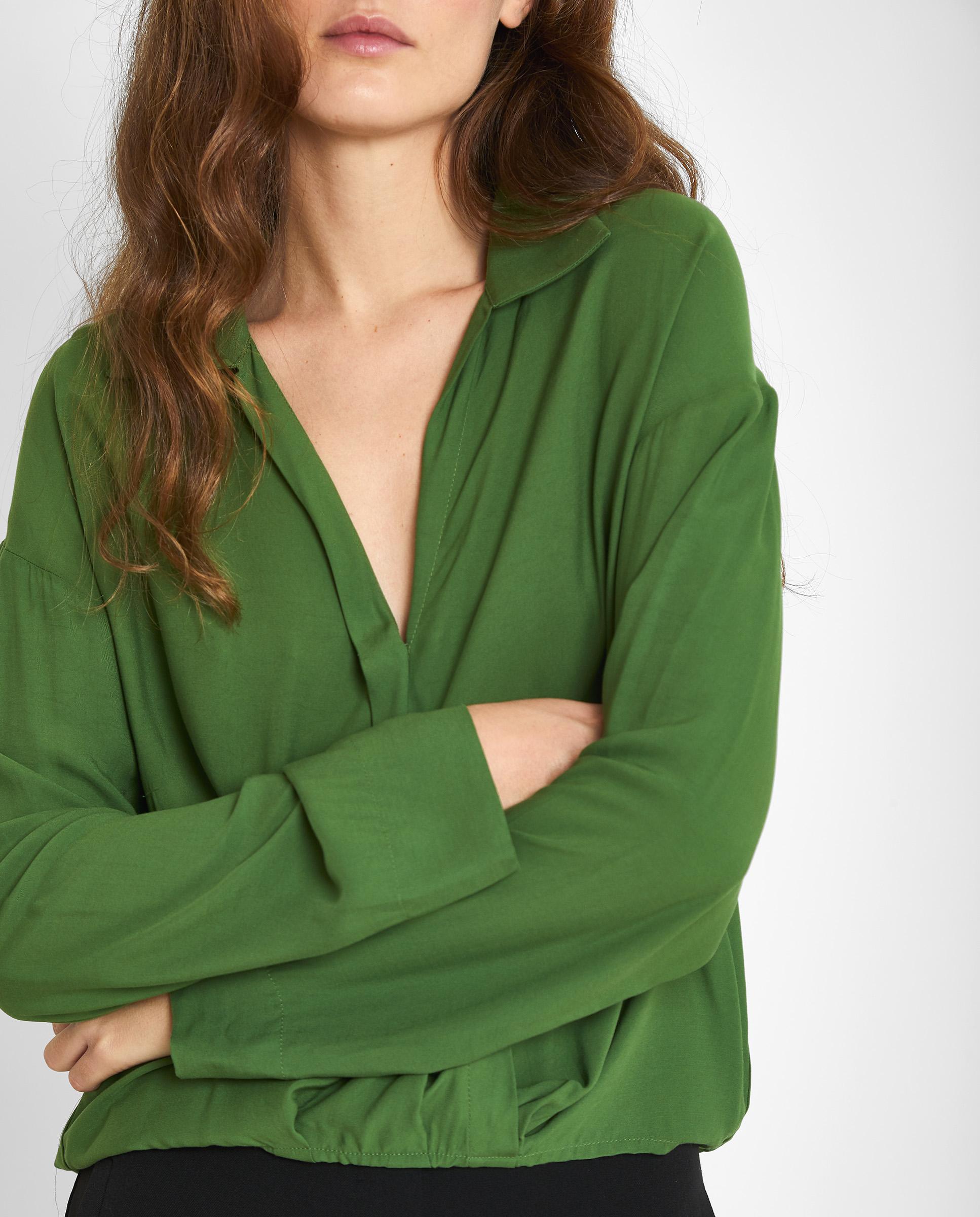 Blusa de mujer fluida con escote en V - Trucco - Verde Verde-5