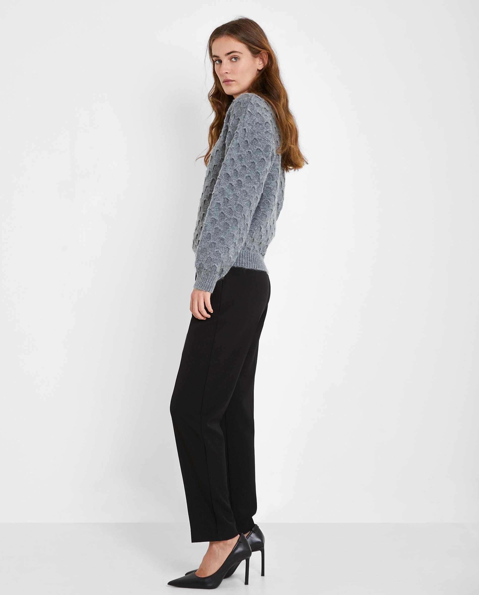 Pantalón recto de mujer con falsos bolsillos laterales - Trucco - Negro Negro-4