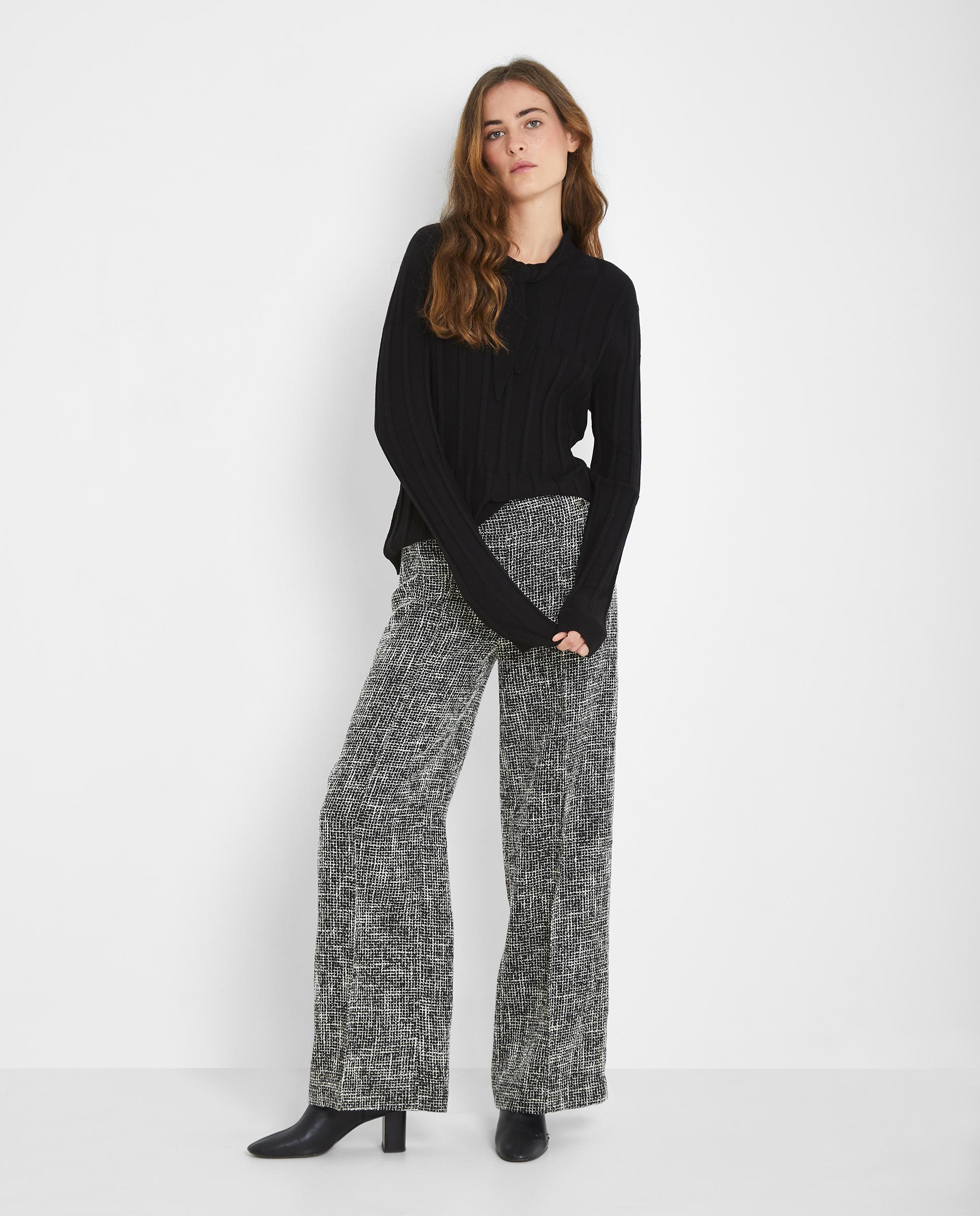 Pantalones anchos de mujer Tweed - Trucco - Gris Gris-1