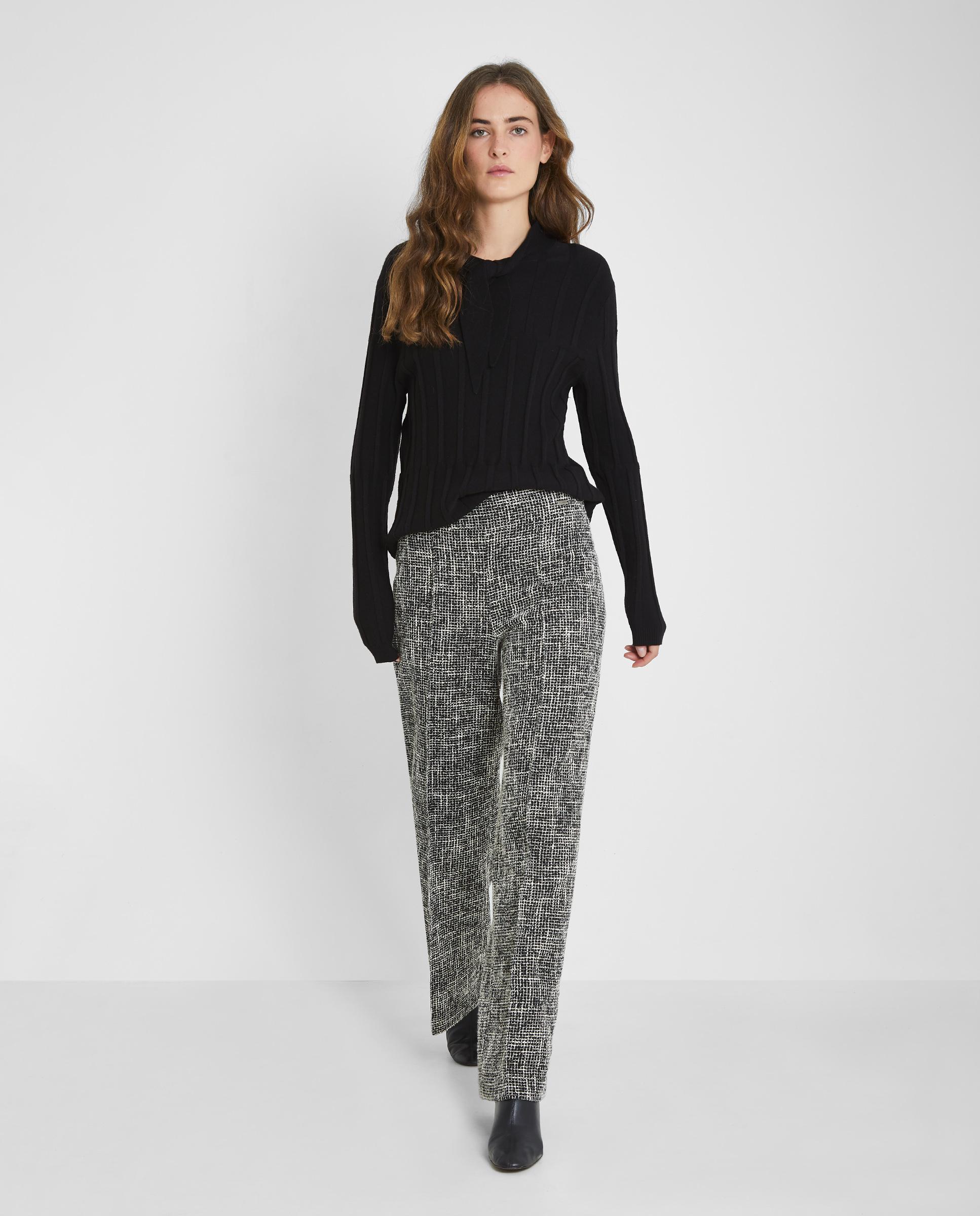 Pantalones anchos de mujer Tweed - Trucco - Gris Gris-4