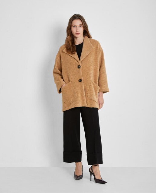 Imagen 0 de Abrigo de paño de mujer con cuello solapa y bolsillos