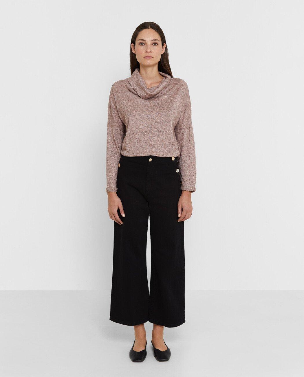 Camiseta de mujer de punto con cuello vuelto - Trucco - Topo Topo-1