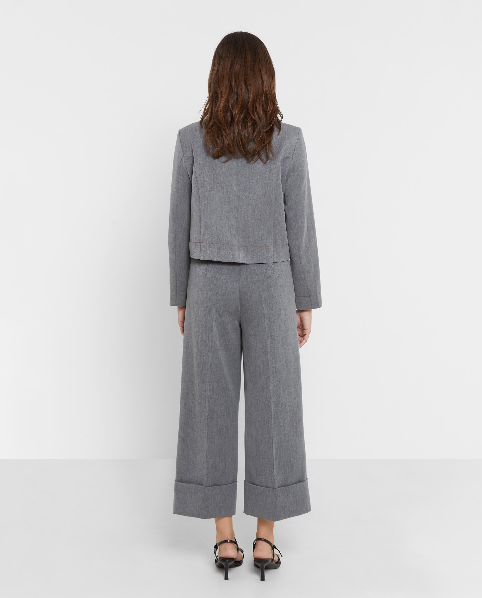 Chaqueta de mujer recortada con cierre de botones - Trucco - Gris ceniza Gris ceniza-3