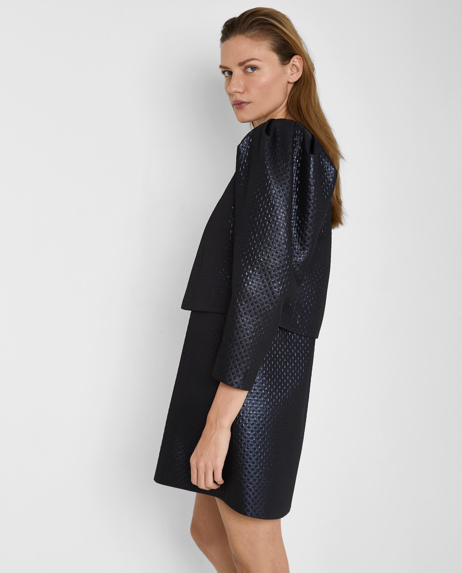 Chaqueta de mujer corta Jacquard - Trucco - Negro Negro-2