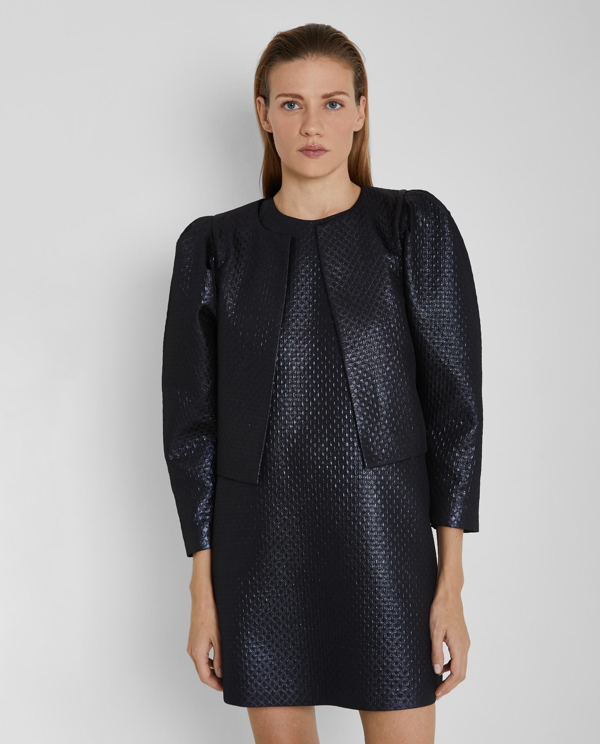 Chaqueta de mujer corta Jacquard - Trucco - Negro Negro-3