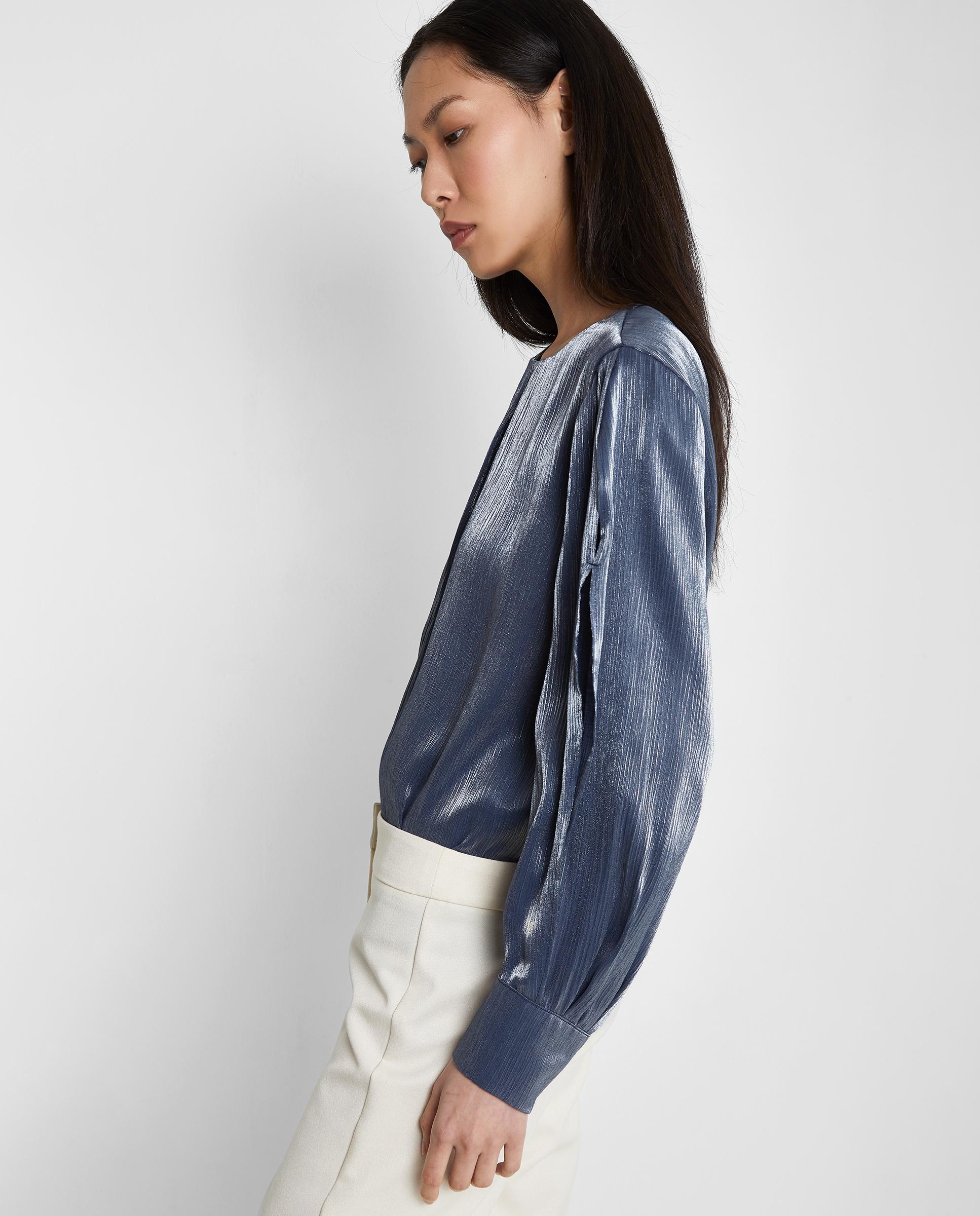 Blusa de mujer fluida con brillos - Trucco - Azul Azul-5