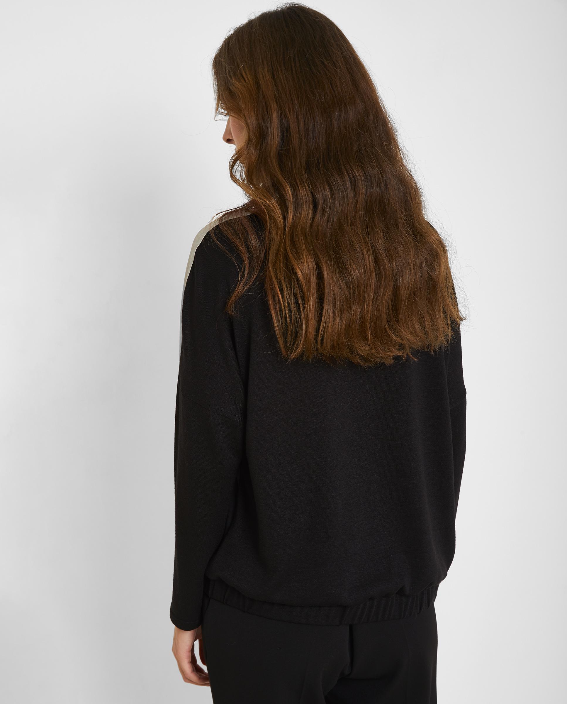 Camiseta de mujer de manga larga con bajo elástico - Trucco - Negro Negro-2