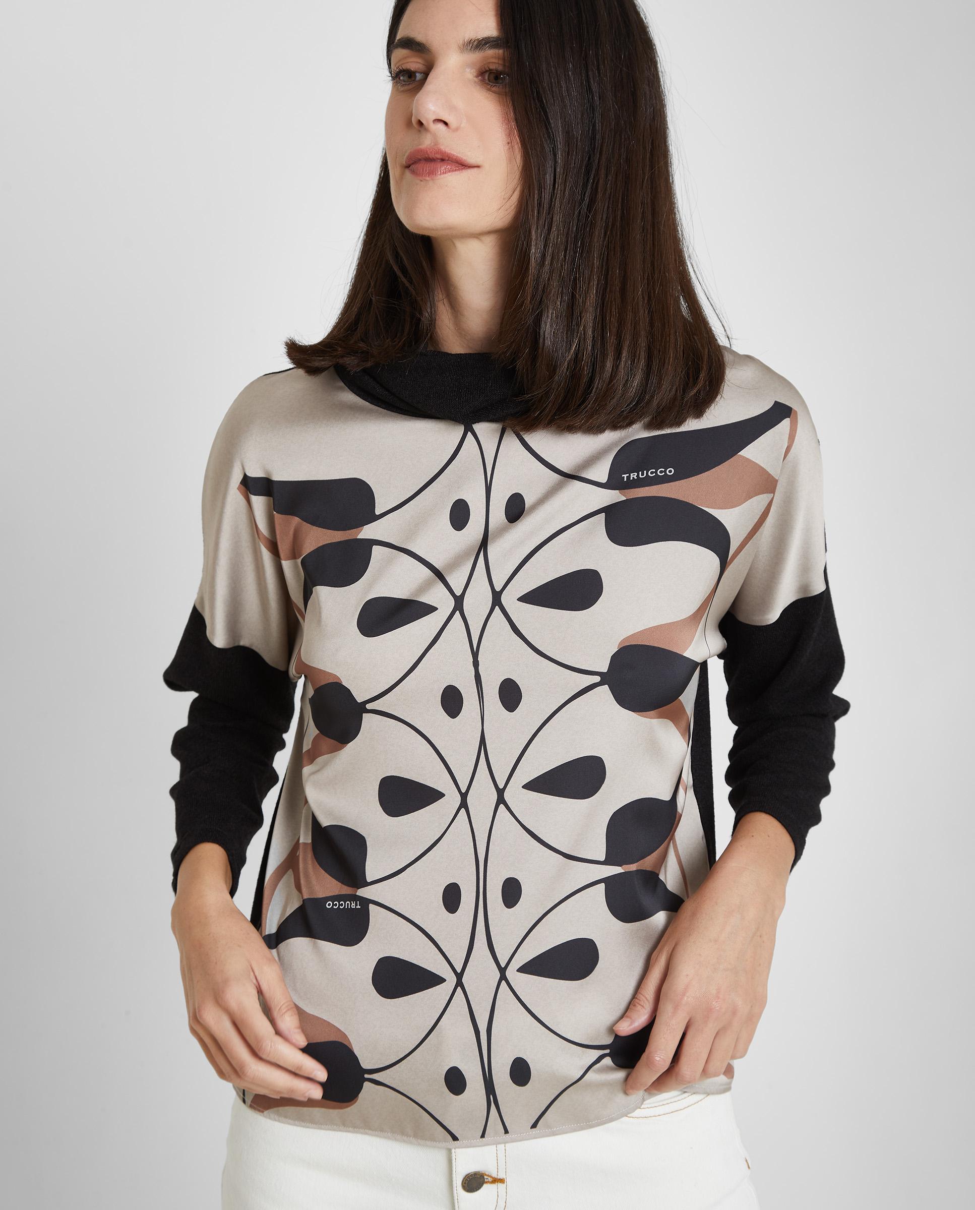 Camiseta satinada con cuello vuelto - Trucco - Beige Beige-3