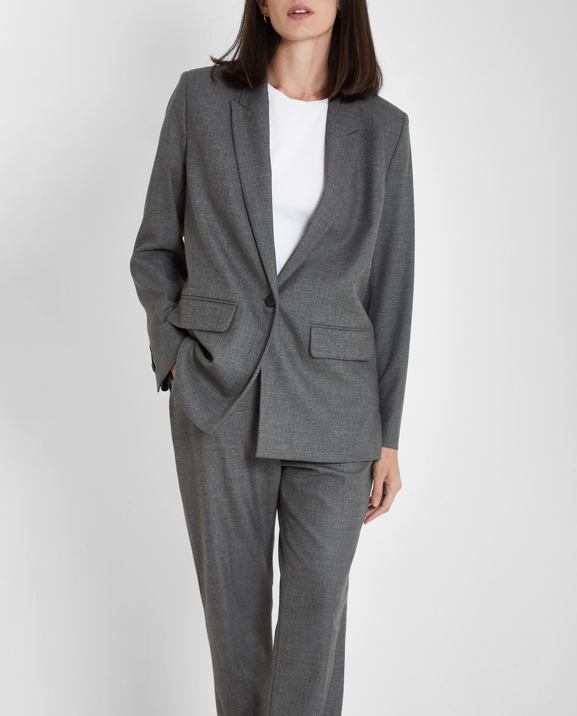 Blazer de mujer jaspeada con cuello solapa - Trucco - Gris Gris-3