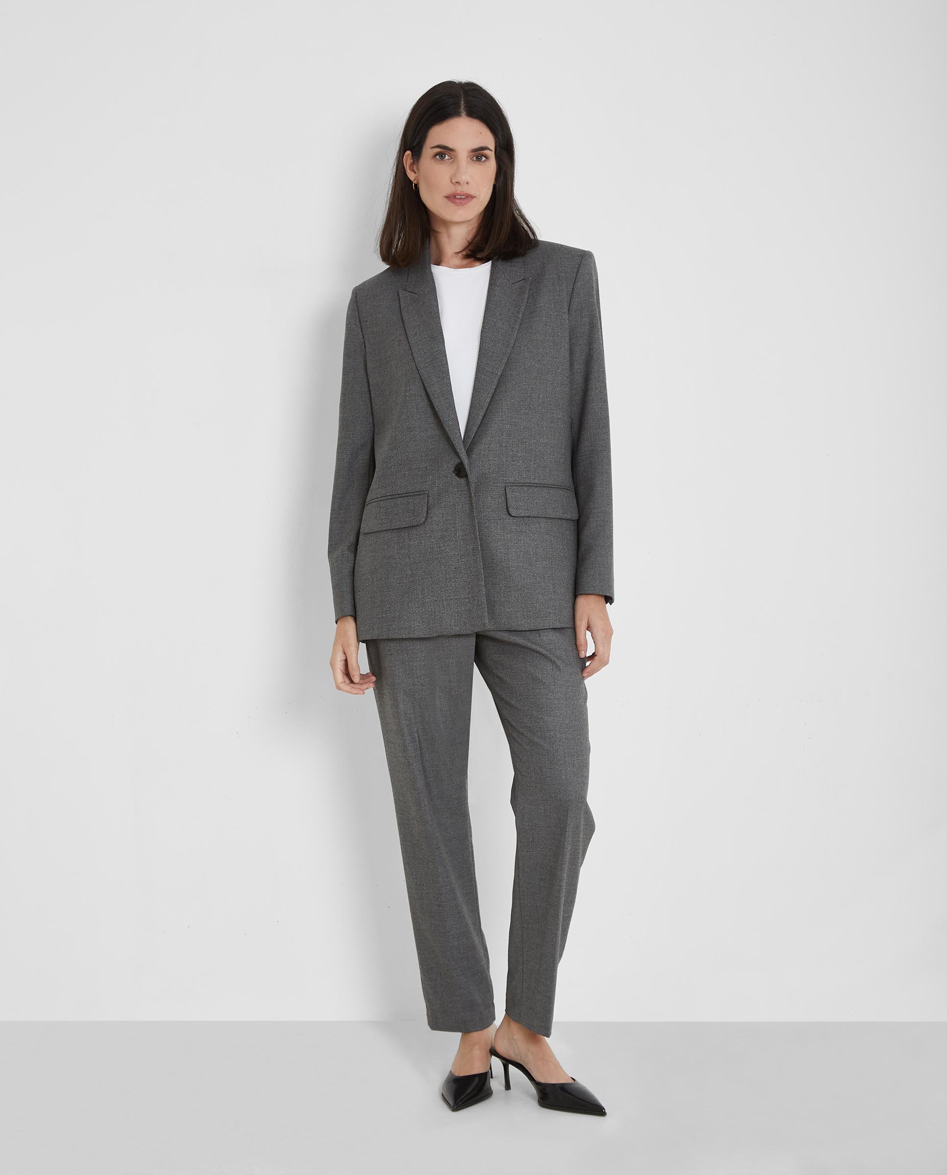 Blazer de mujer jaspeada con cuello solapa - Trucco - Gris Gris-4