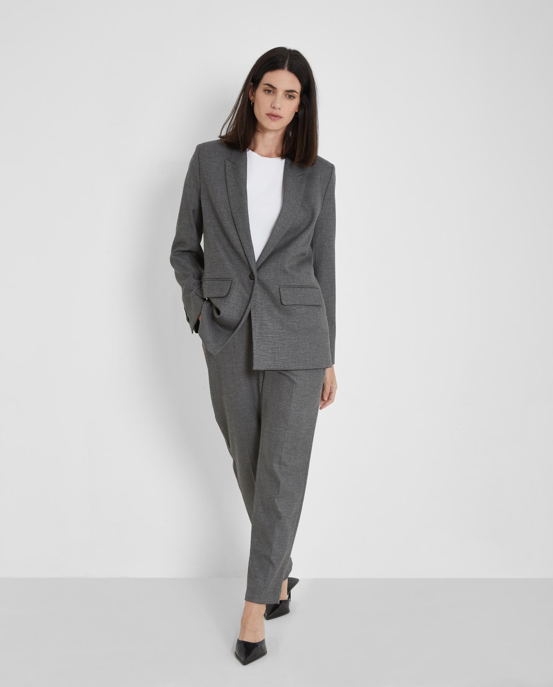 Blazer de mujer jaspeada con cuello solapa - Trucco - Gris Gris-5
